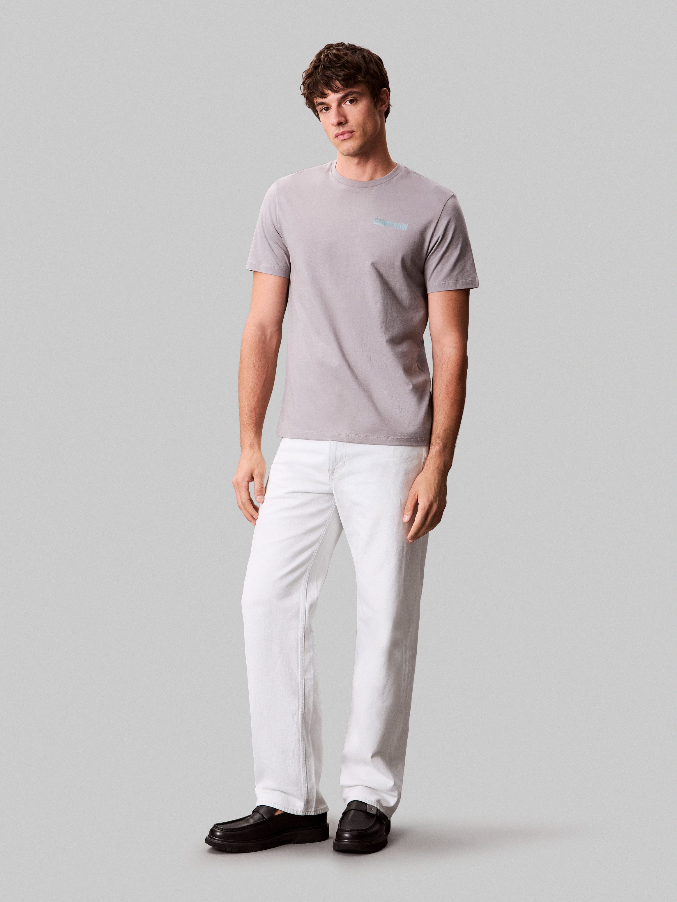 Calvin Klein T-shirt SS 30s E WRD STRTCH met grote logoprint op de rug
