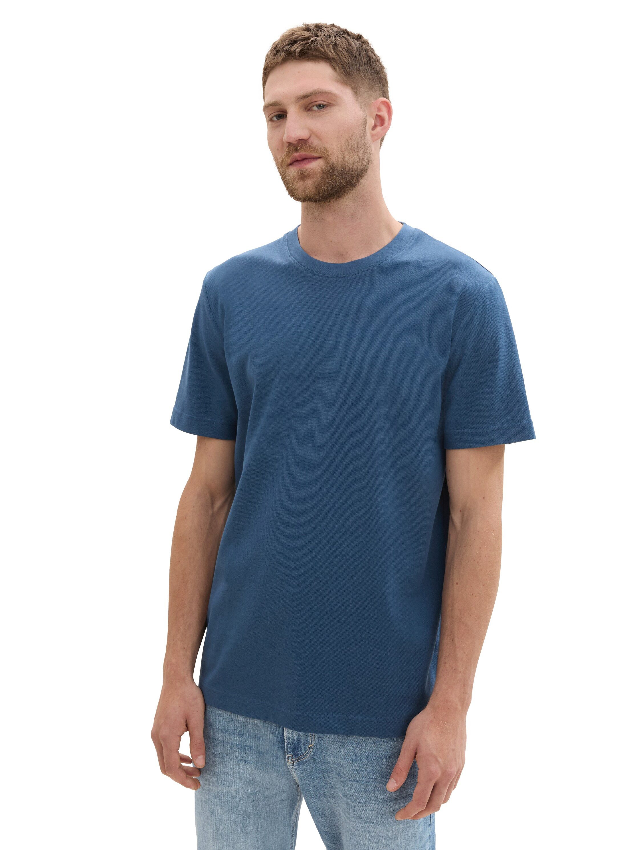 Tom Tailor T-shirt met piqué structuur