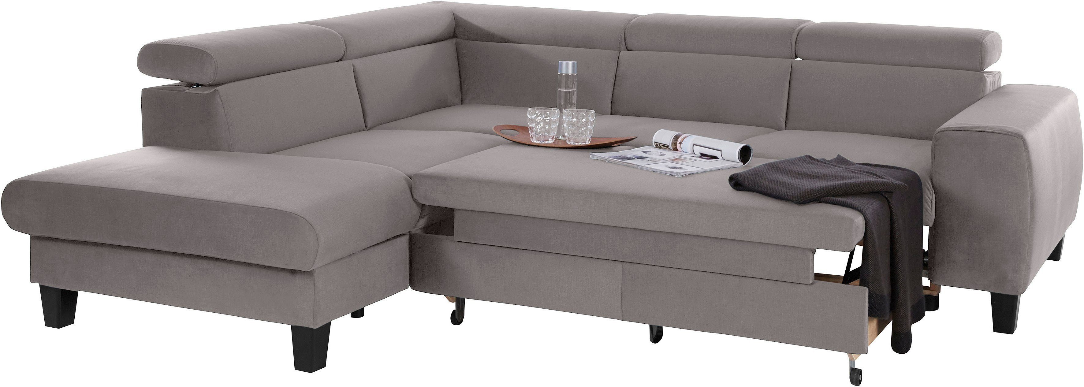 COTTA Zithoek Morven L-vorm Set bestaande uit: hoekbank met hoofdverstelling & hocker (set)