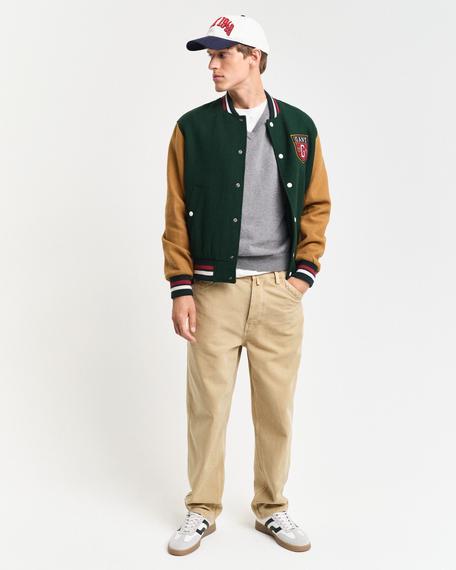 Gant Trui met V-hals CLASSIC COTTON V-NECK Premium brei jersey van zacht 100% katoen, overgangs trui