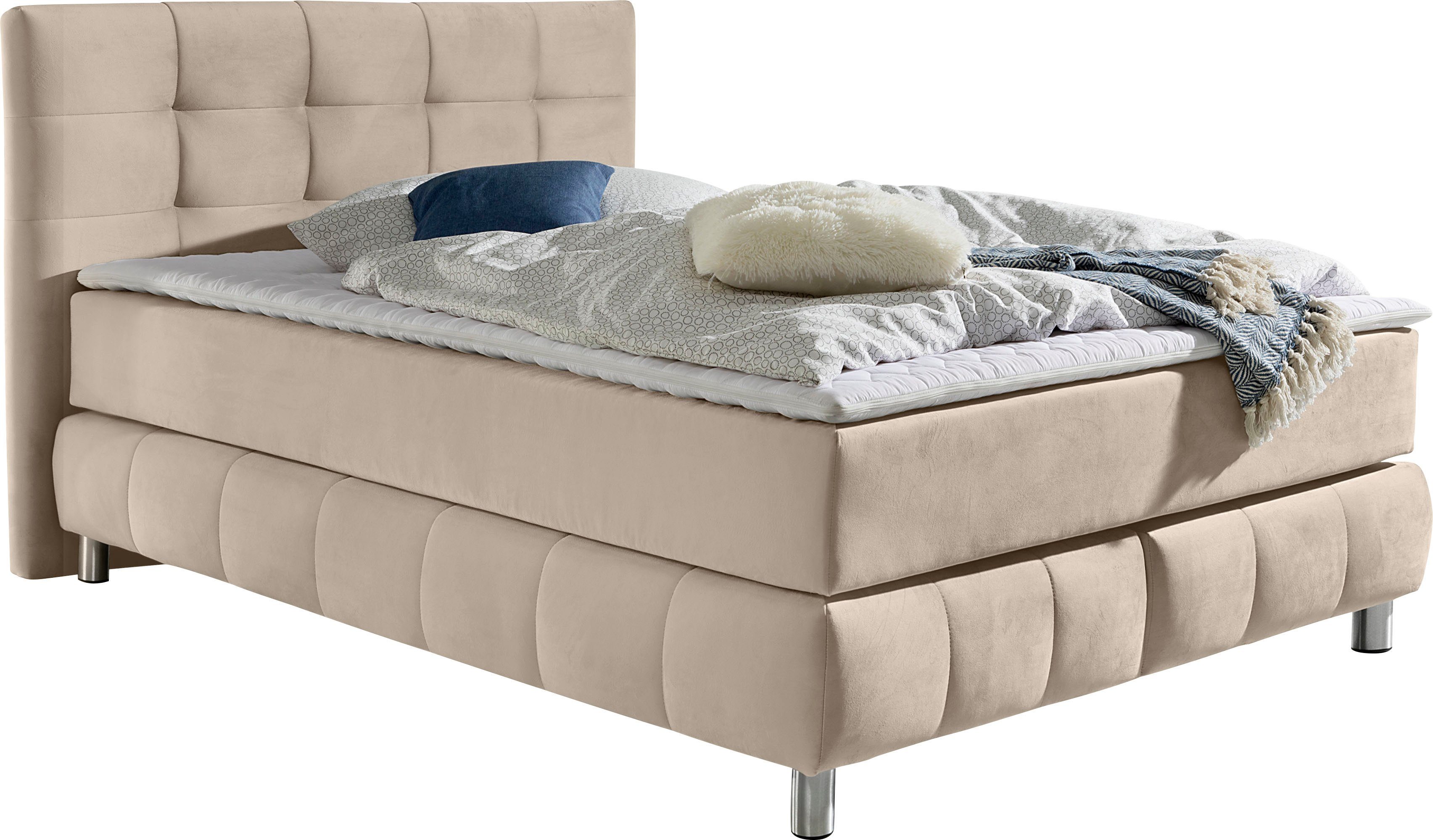 andas Boxspring Salo incl. topmatras, in fluwelige look of structuurstof, 6 breedten, 2 hardheden, tfk ook in hardheid 4. 3 matrassoorten