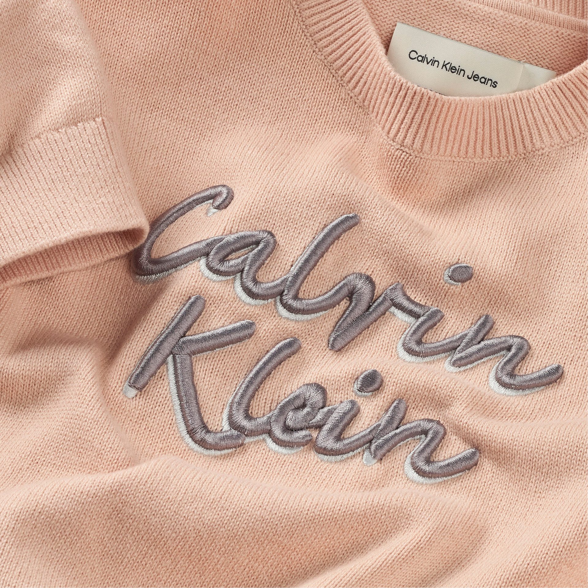 Calvin Klein Trui met ronde hals LOGO METALLIC INTERSIA voor kinderen tot 16 jaar, grote borduursel