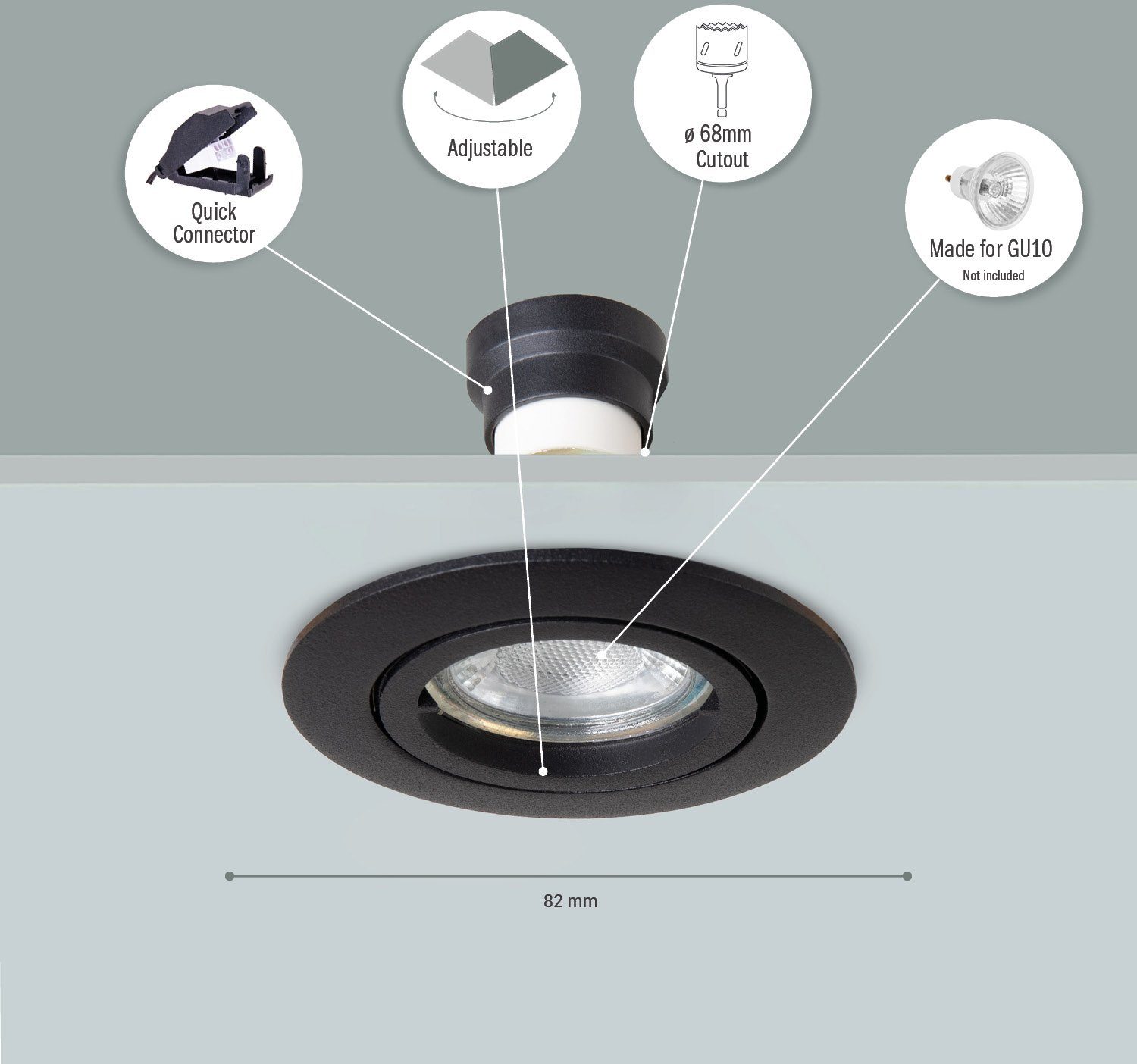 Paco Home Inbouwlamp Lina Inbouwspot draaibaar spot set GU10