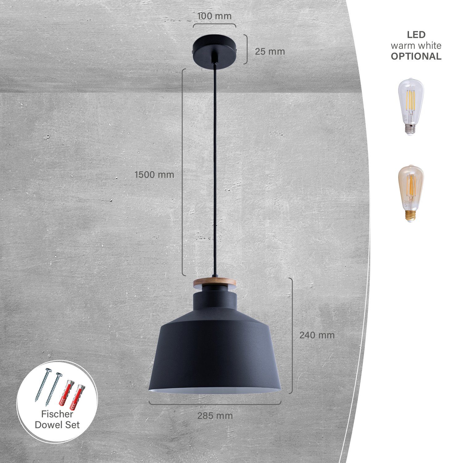 Paco Home Hanglamp JACK U Hanglamp eetkamer keukenlamp Eettafellamp Scandinavisch E27