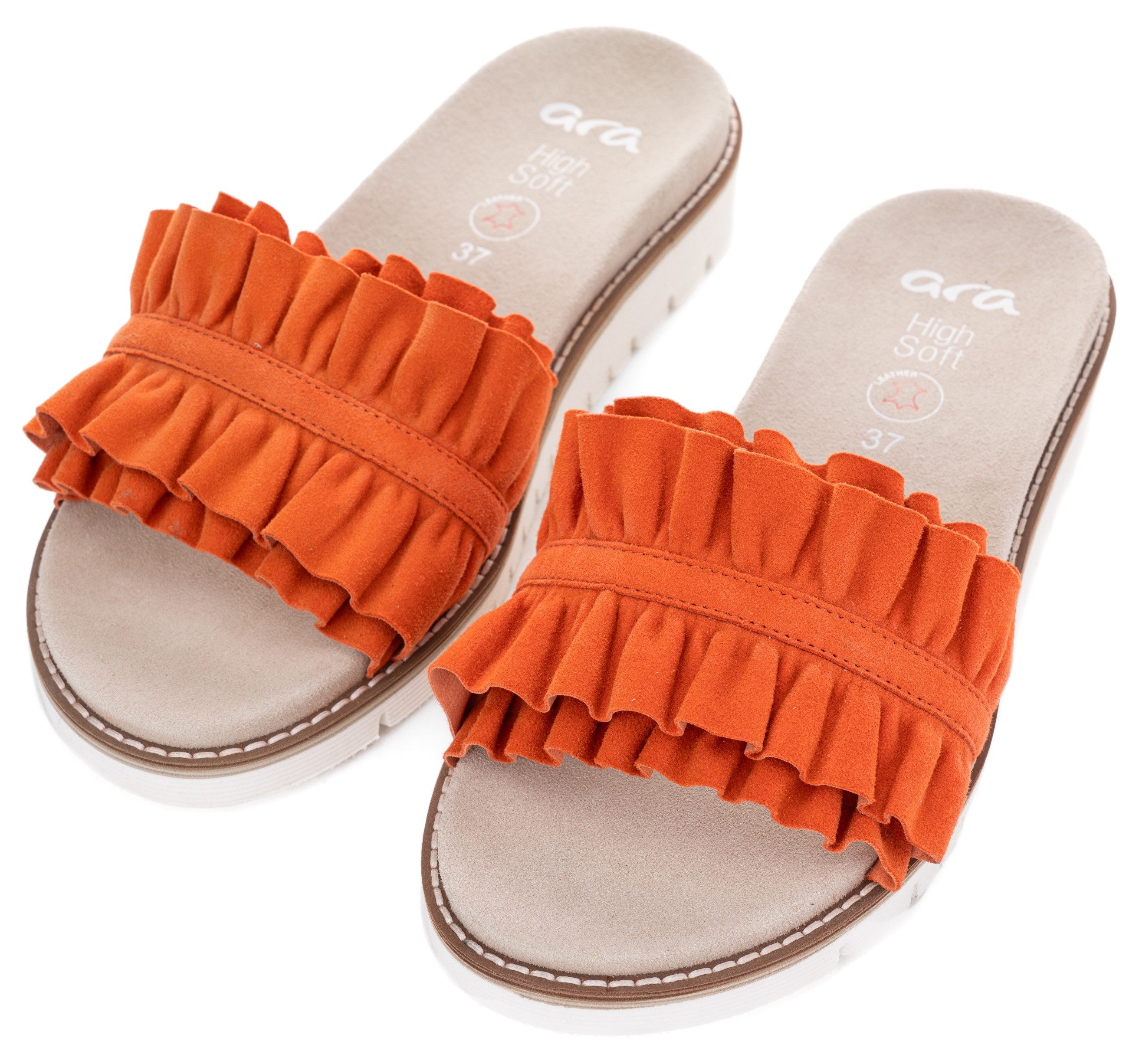 Ara Slippers KENT , slides, flats, sandaal met geplooide bandage dames sandaaltjes maat 36