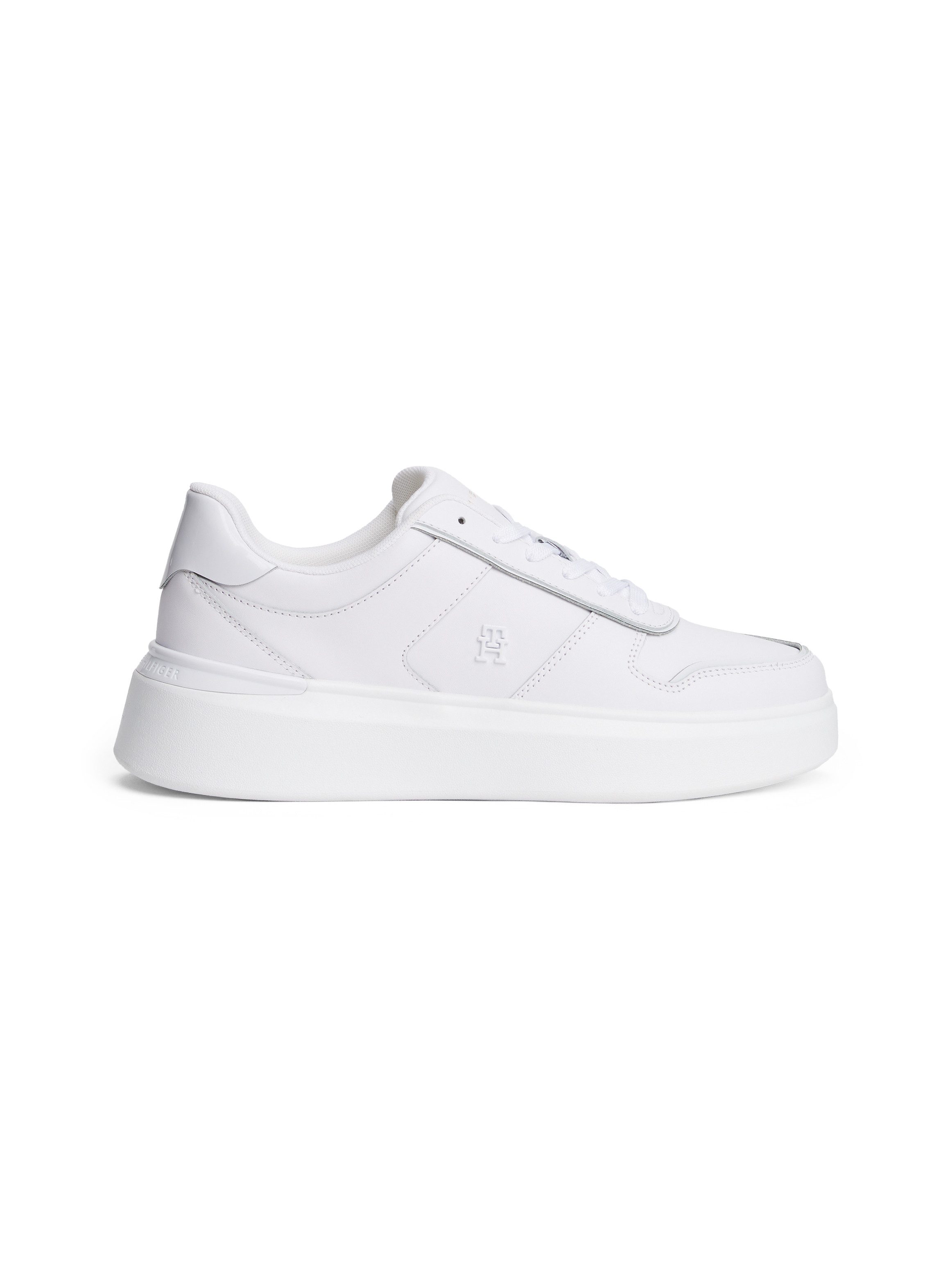 Tommy Hilfiger Plateausneakers PATENT PLATFORM SNEAKER , vrije tijd schoen, lage schoen, veterschoen met sierstiksels
