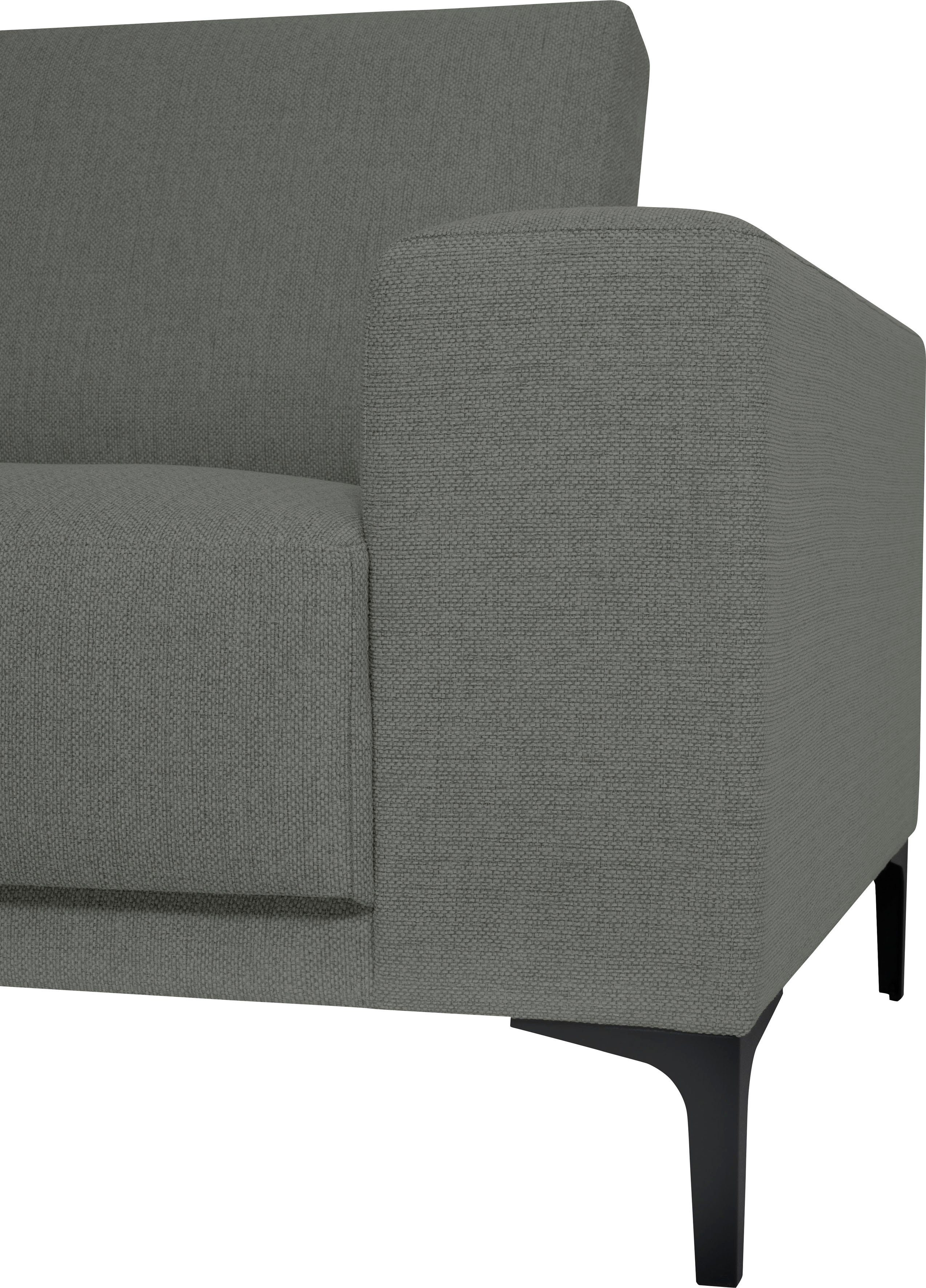 Places of Style Hoekbank Xander, L-model, Breedte 289 cm, geweven stof, soft-touch chenille, zwarte metalen voeten