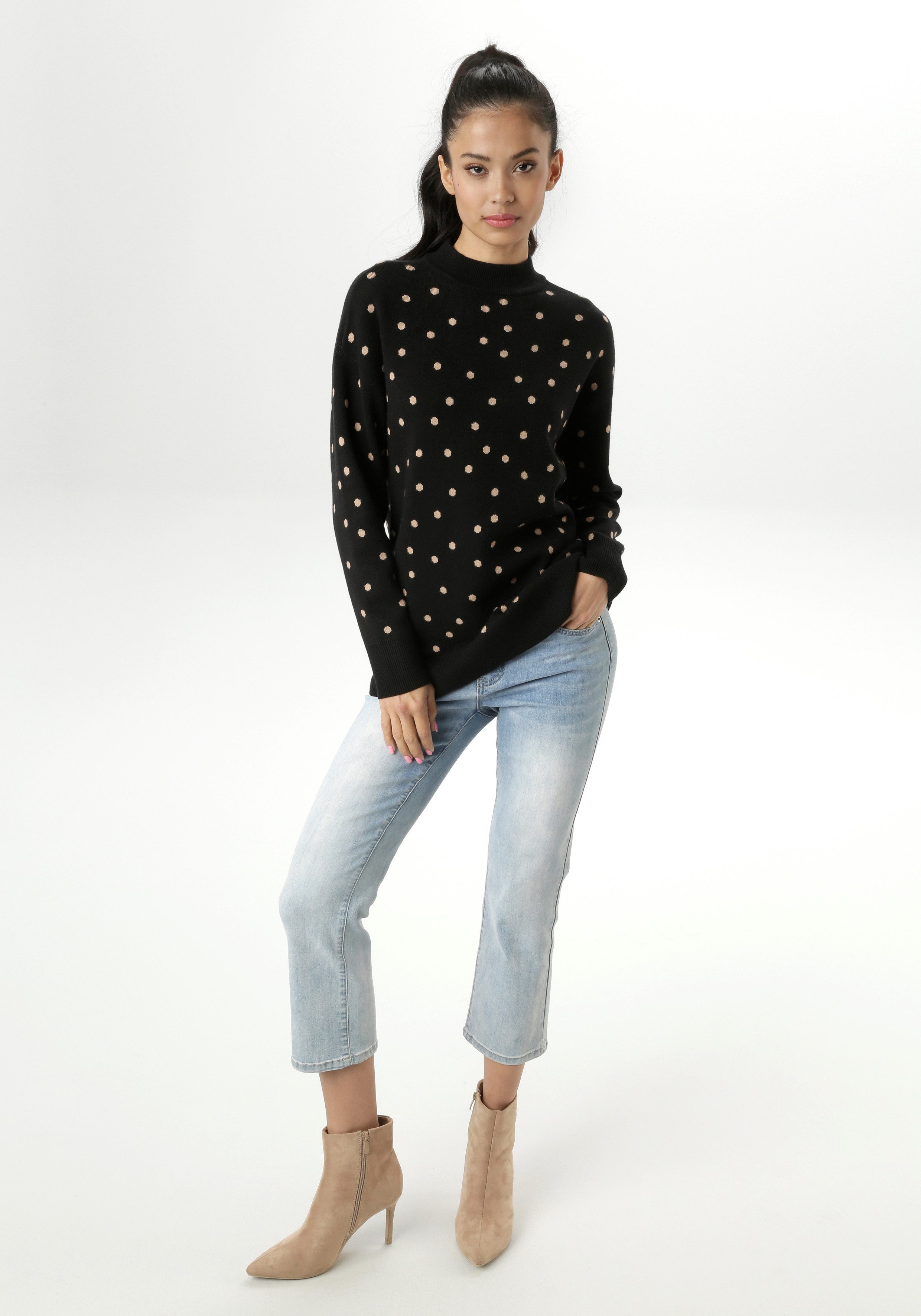 Aniston SELECTED Gebreide trui met elegant jacquard-patroon - nieuwe collectie