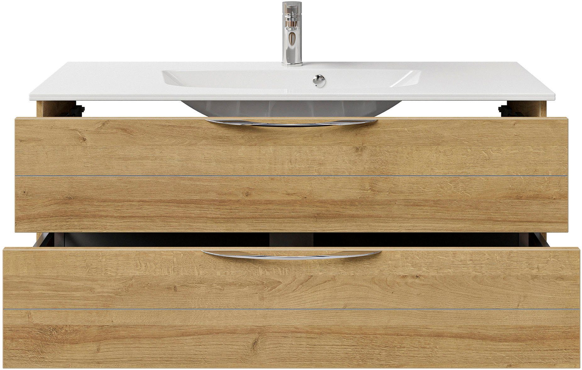 Saphir Wastafelonderkast Serie 6025 mineraalmarmeren wastafel met onderkast, 117 cm breed (2-delig)