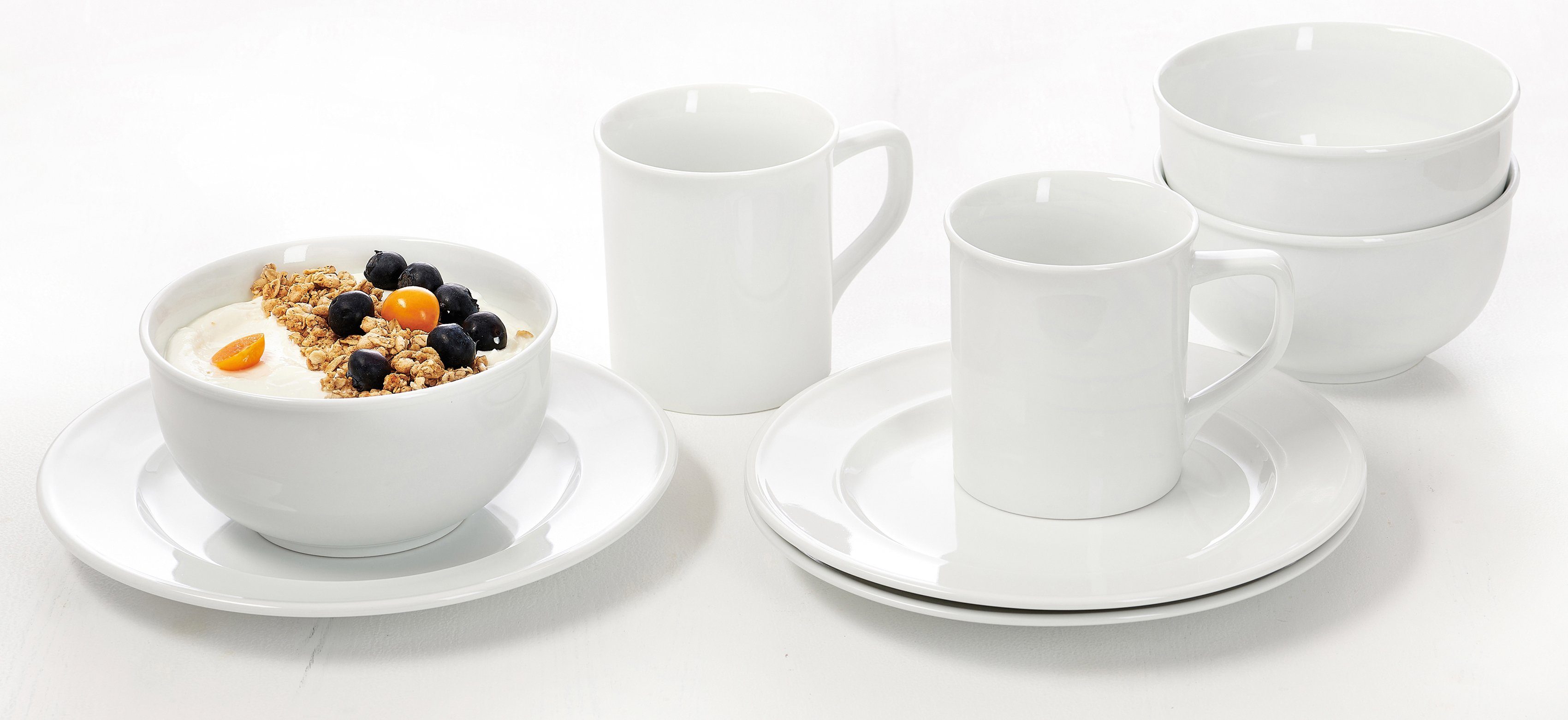 Ritzenhoff & Breker Ontbijtserviesset Servies, Simple (bord, schaal, koffiebeker) (set, 12-delig)