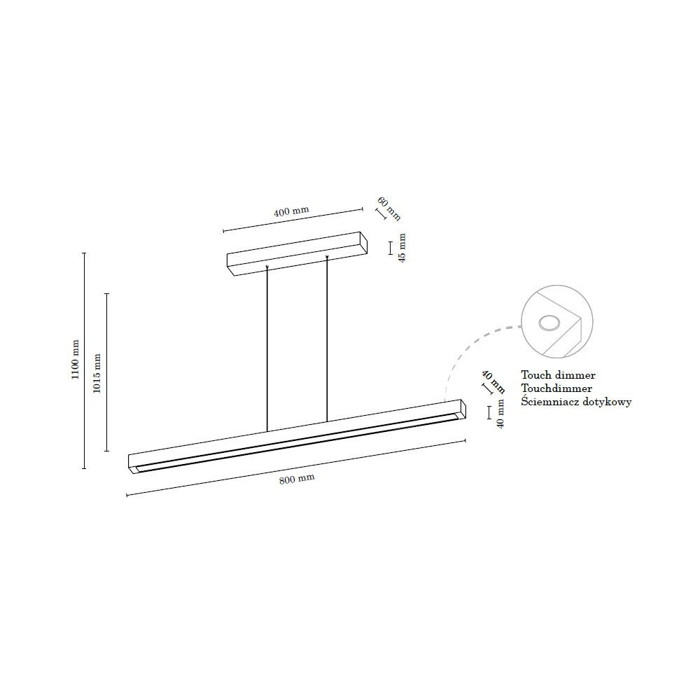 SPOT Light Hanglamp SMAL Hanglamp, eikenhout, met geïntegreerde 24V-ledmodule, touch dimmer