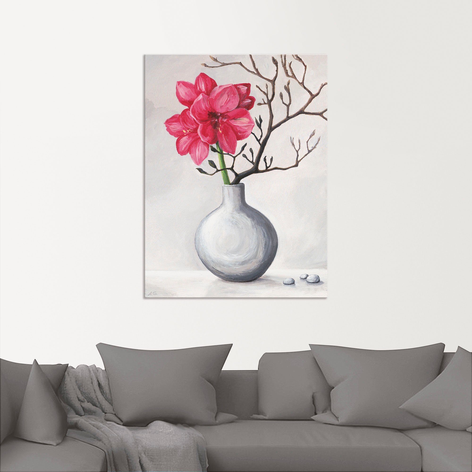 Artland Artprint Rode amaryllis als artprint van aluminium, artprint voor buiten, artprint op linnen, poster in verschillende maten. maten