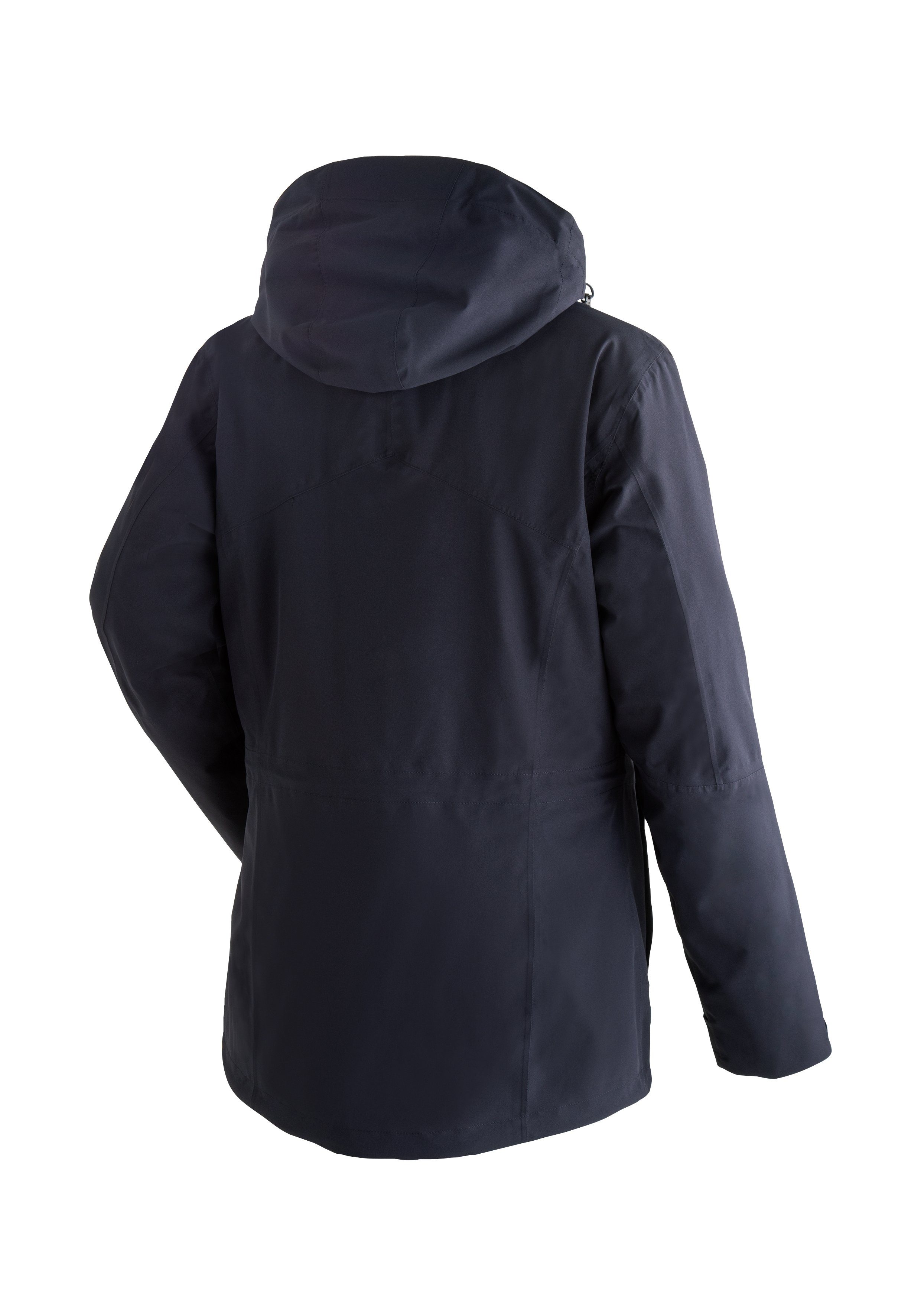 Maier Sports Outdoorjack Ribut Long W Dames wandeljas, ademend en waterdicht, regenjas met capuchon
