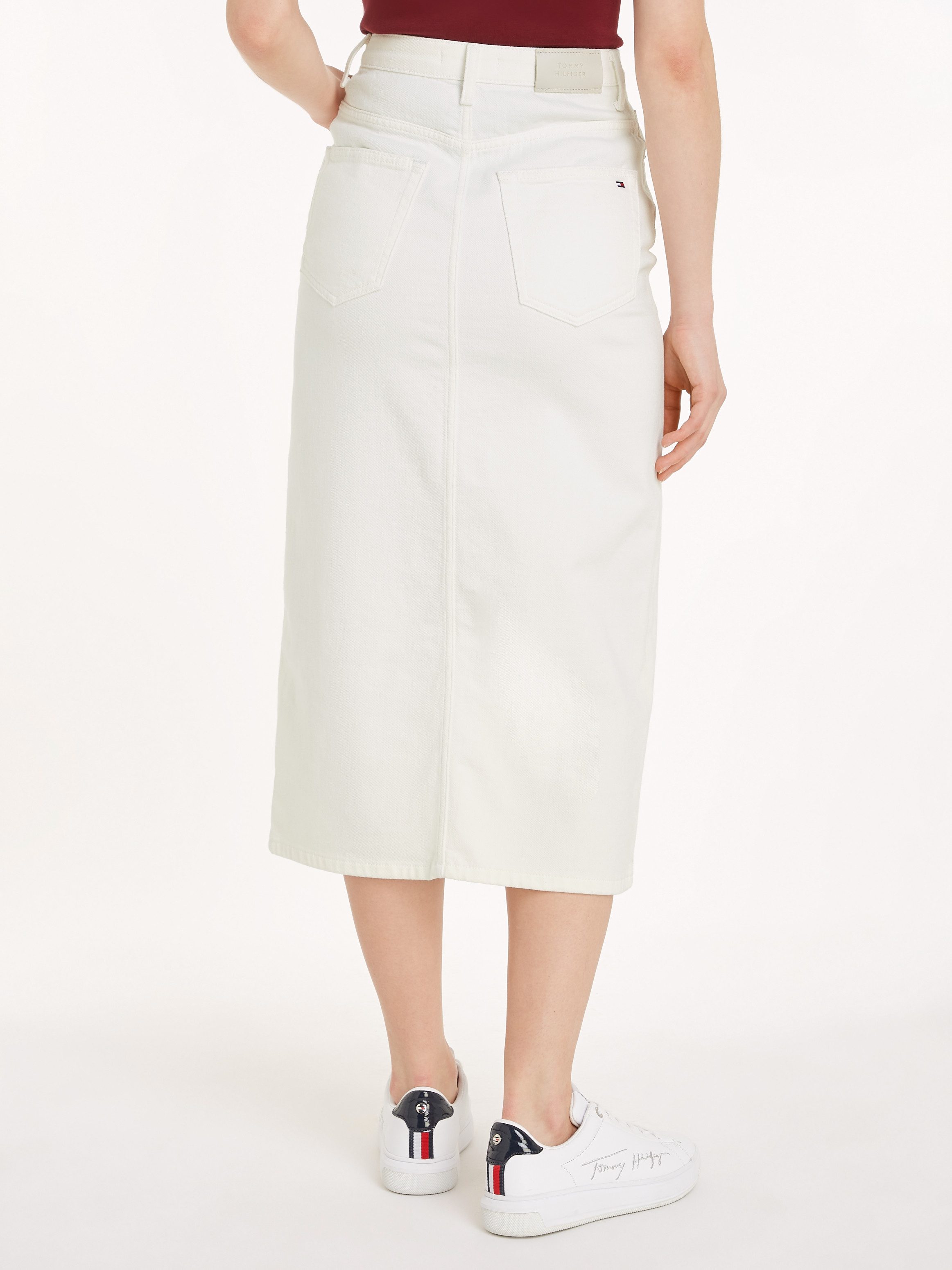 Tommy Hilfiger Kokerrok MIDI STRAIGHT SKIRT HW ECRU