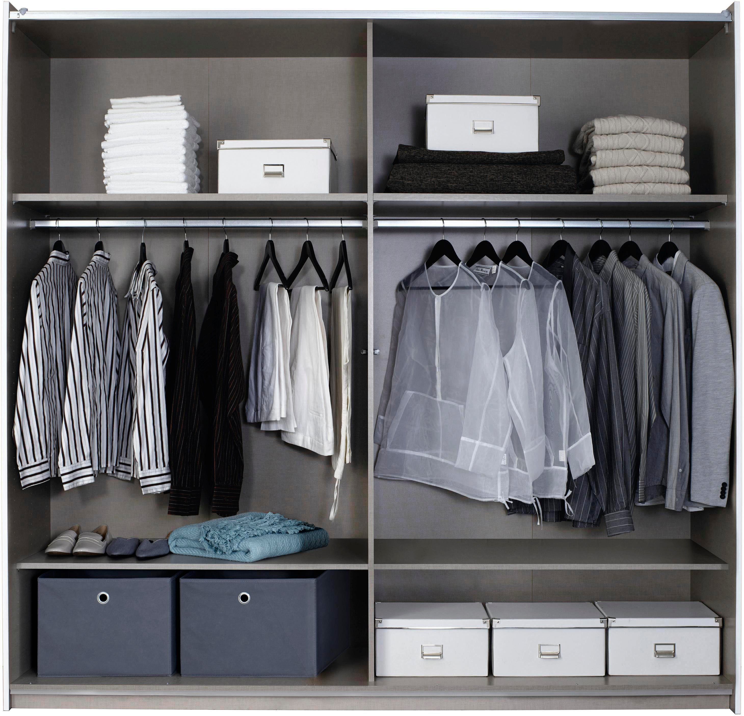 rauch Zweefdeurkast Kledingkast kast garderobe ASTANA met soepel lopende deuren inclusief 2 stoffen dozen en metalen grepen topseller made in germany
