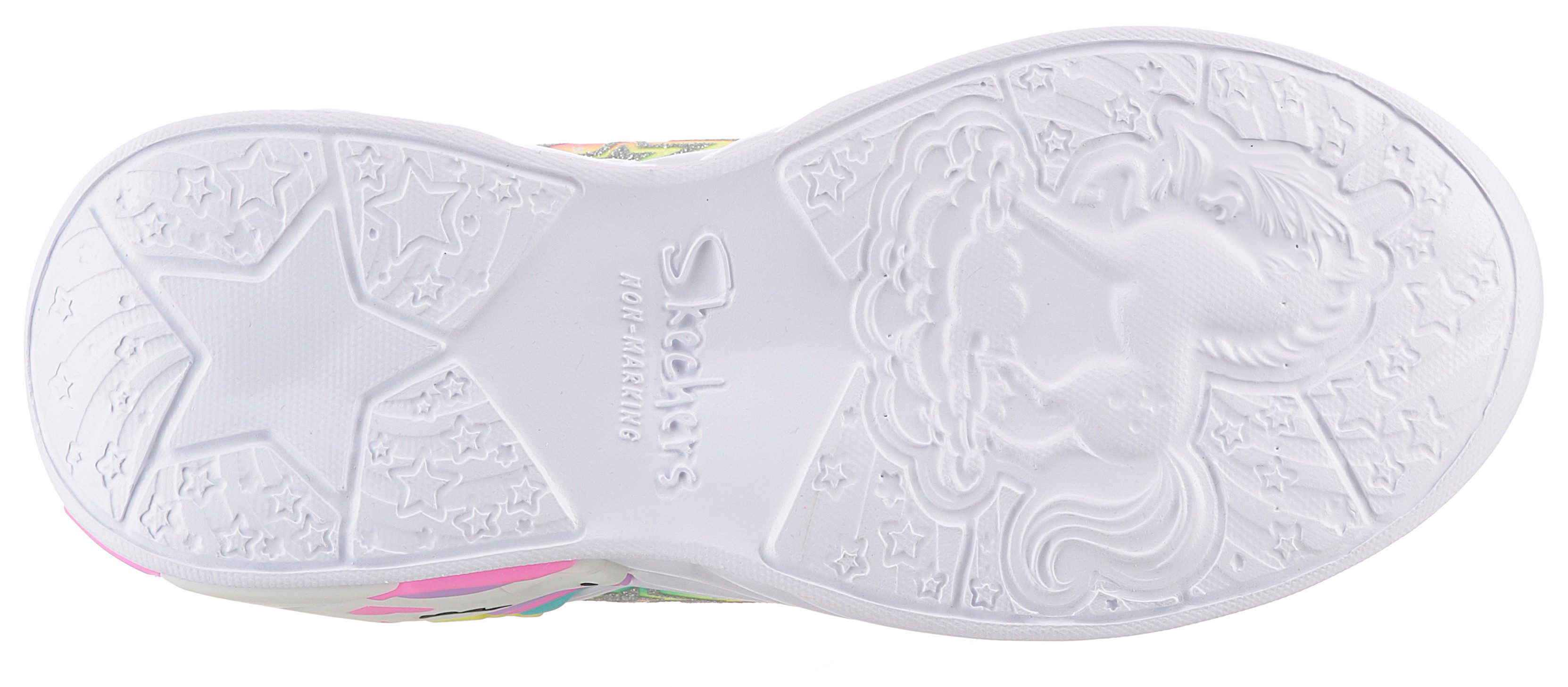 Skechers Slip-on sneakers UNICORN DREAMS LIGHTS , glitter-blink schoen om in te glijden, maat sjabloon om te downloaden