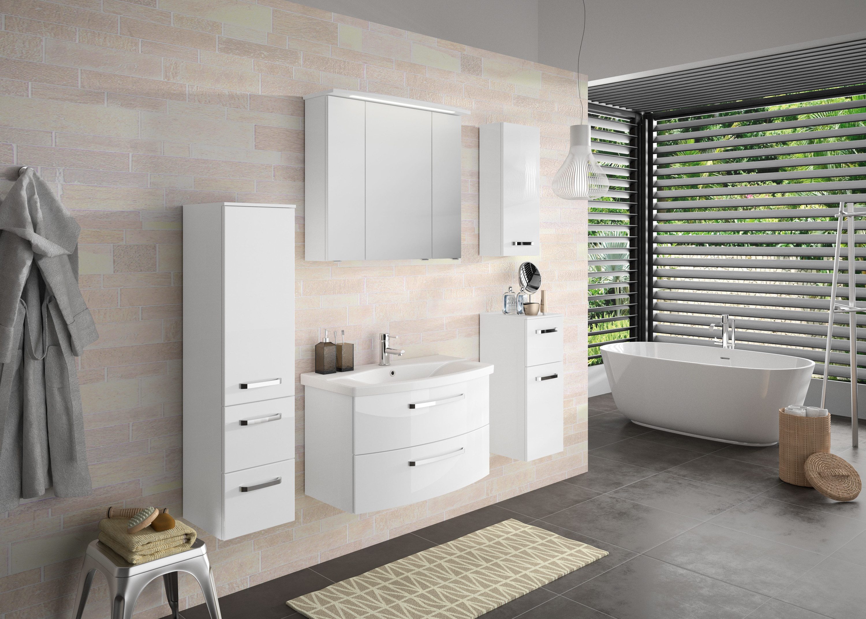 Saphir Hangkast Serie 4010 wand-badkamerkast 30 cm breed met 1 deur, 2 glazen planken