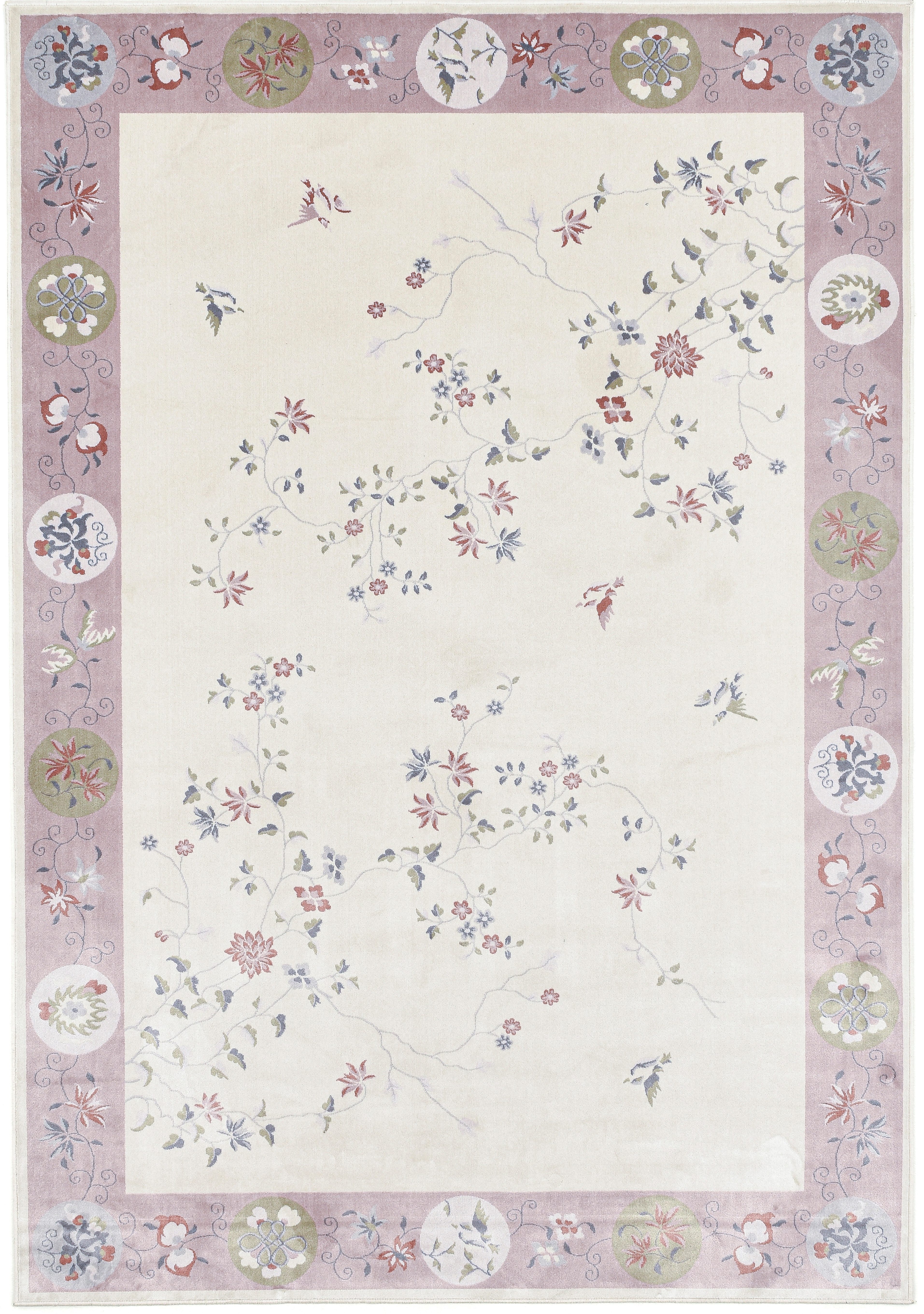 Gino Falcone Vloerkleed Cherina GF-130 zacht bloemen ontwerp, met bies, lichte glans, 100% viscose moderne vloerkleden maat 200 cm x 290 cm x 8 mm