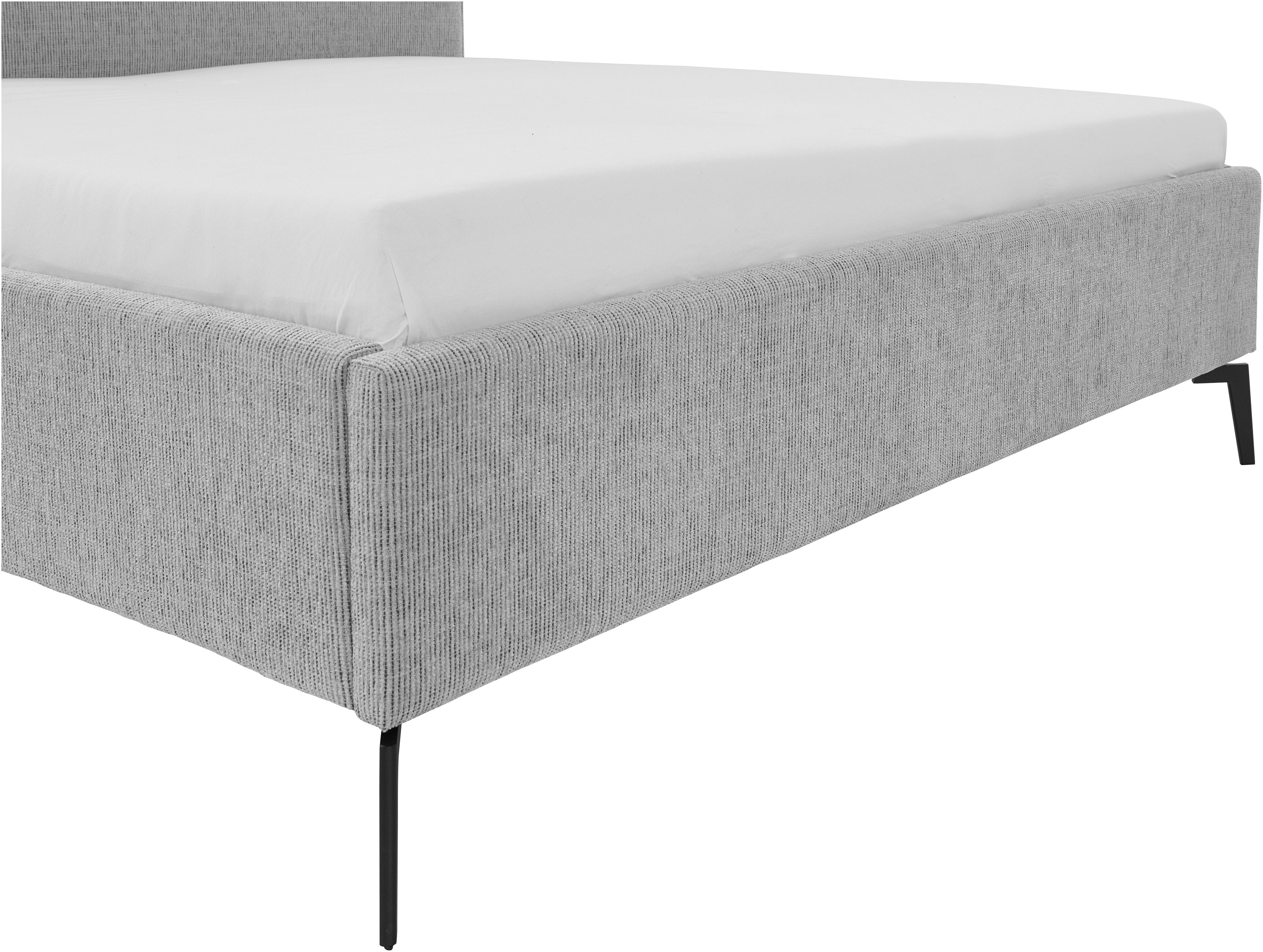 meise.möbel Gestoffeerd bed Riva II met zwarte metalen poten, naar keuze met bedkist