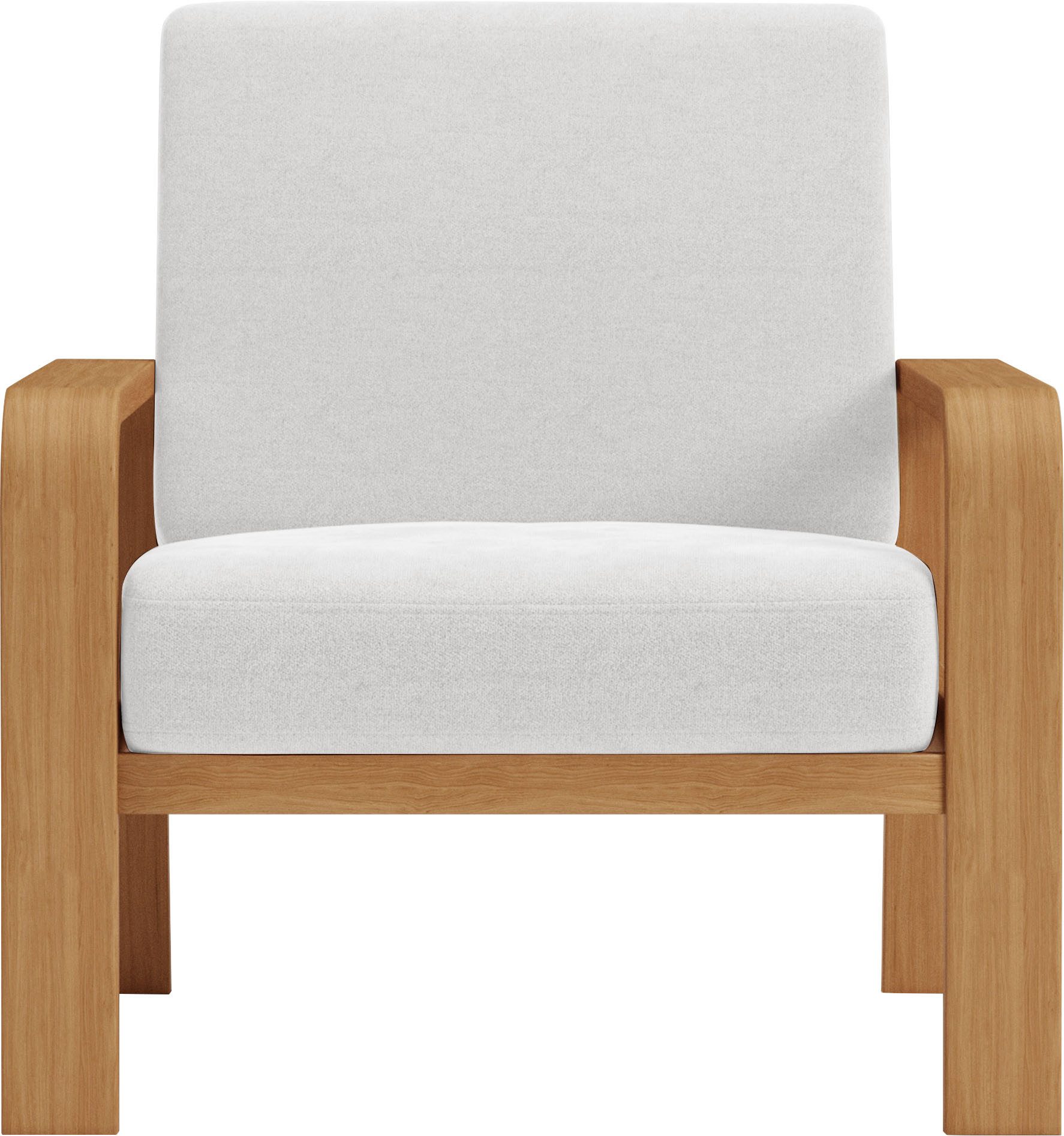 sit&more Fauteuil Kolding Armleuningen van eikenkleurig beukenhout, verschillende bekledingen en kleuren fauteuils wit