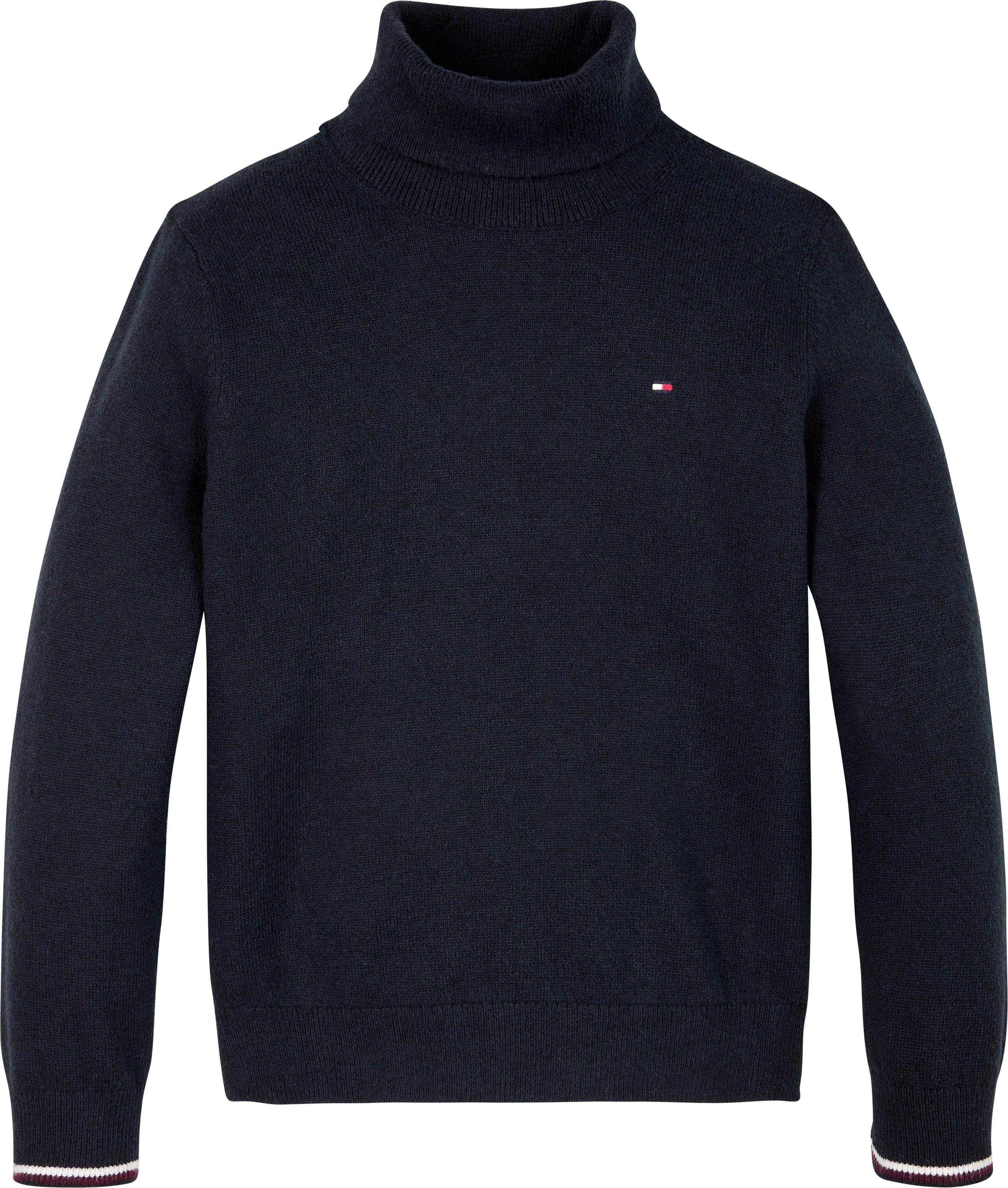 Tommy Hilfiger Gebreide trui ESSENTIAL REG TURTLENECK SWEATER met contraststrepen, logo borduring