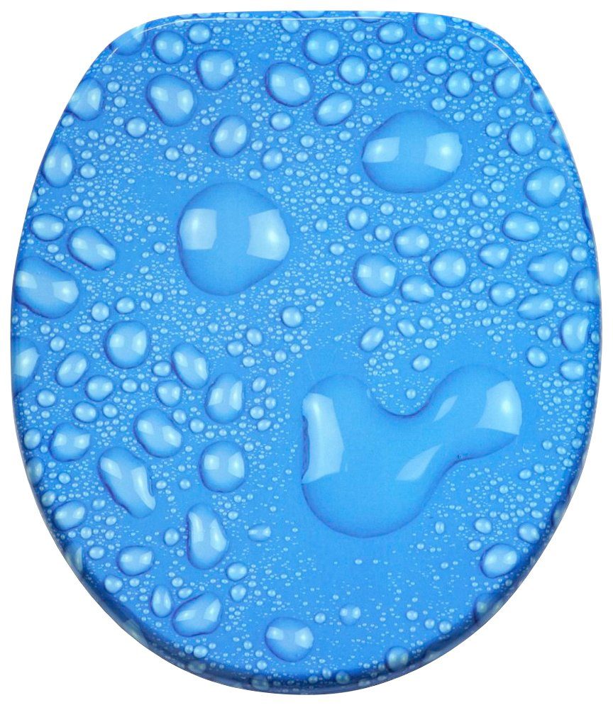 Sanilo Set badkameraccessoires Dauwdruppel blauw bestaand uit toiletzitting, badmat en wastafelplug (complete set, 3-delig)