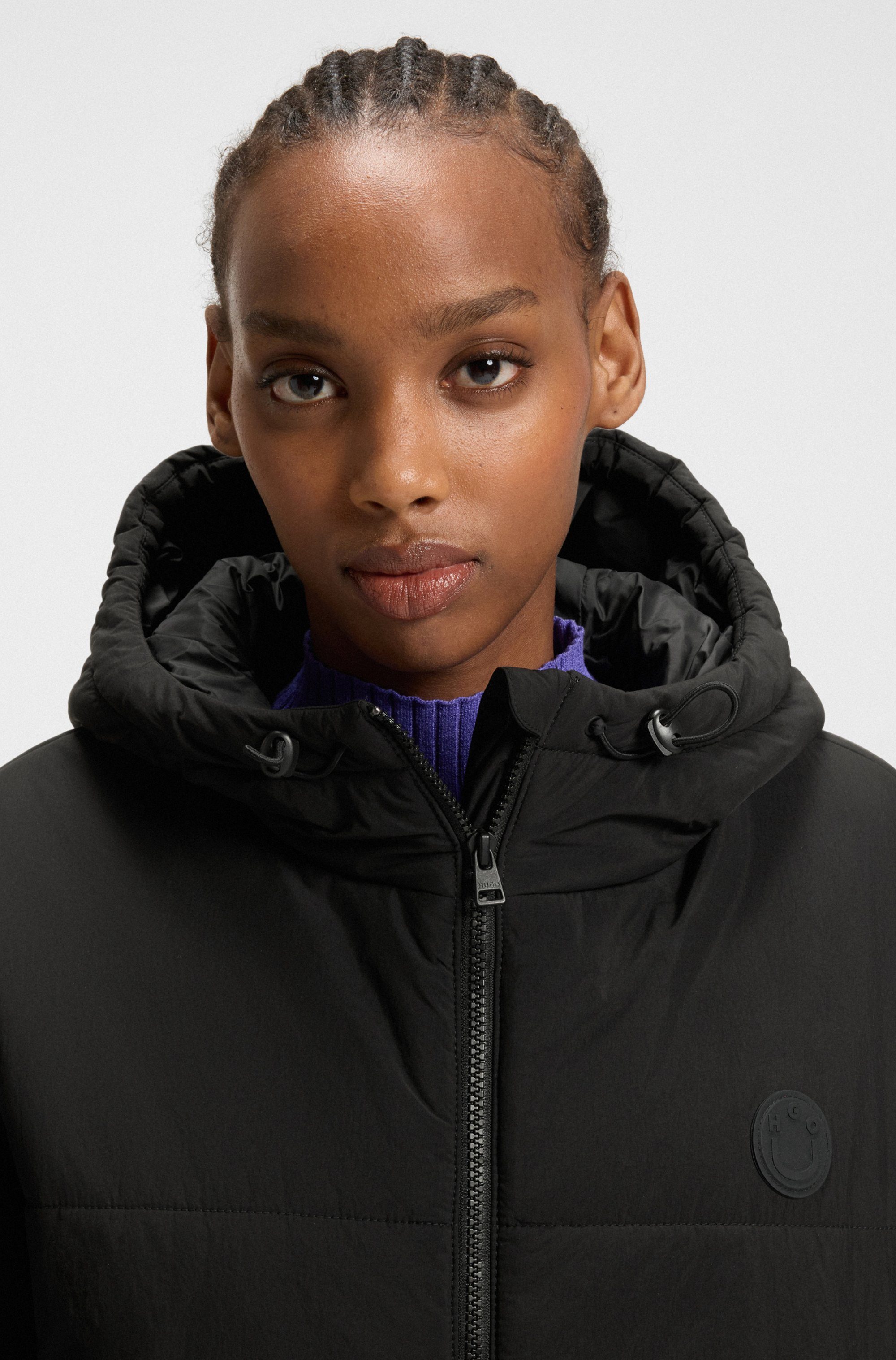 HUGO Blue Gewatteerde jas Freya Relaxed Fit, met capuchon
