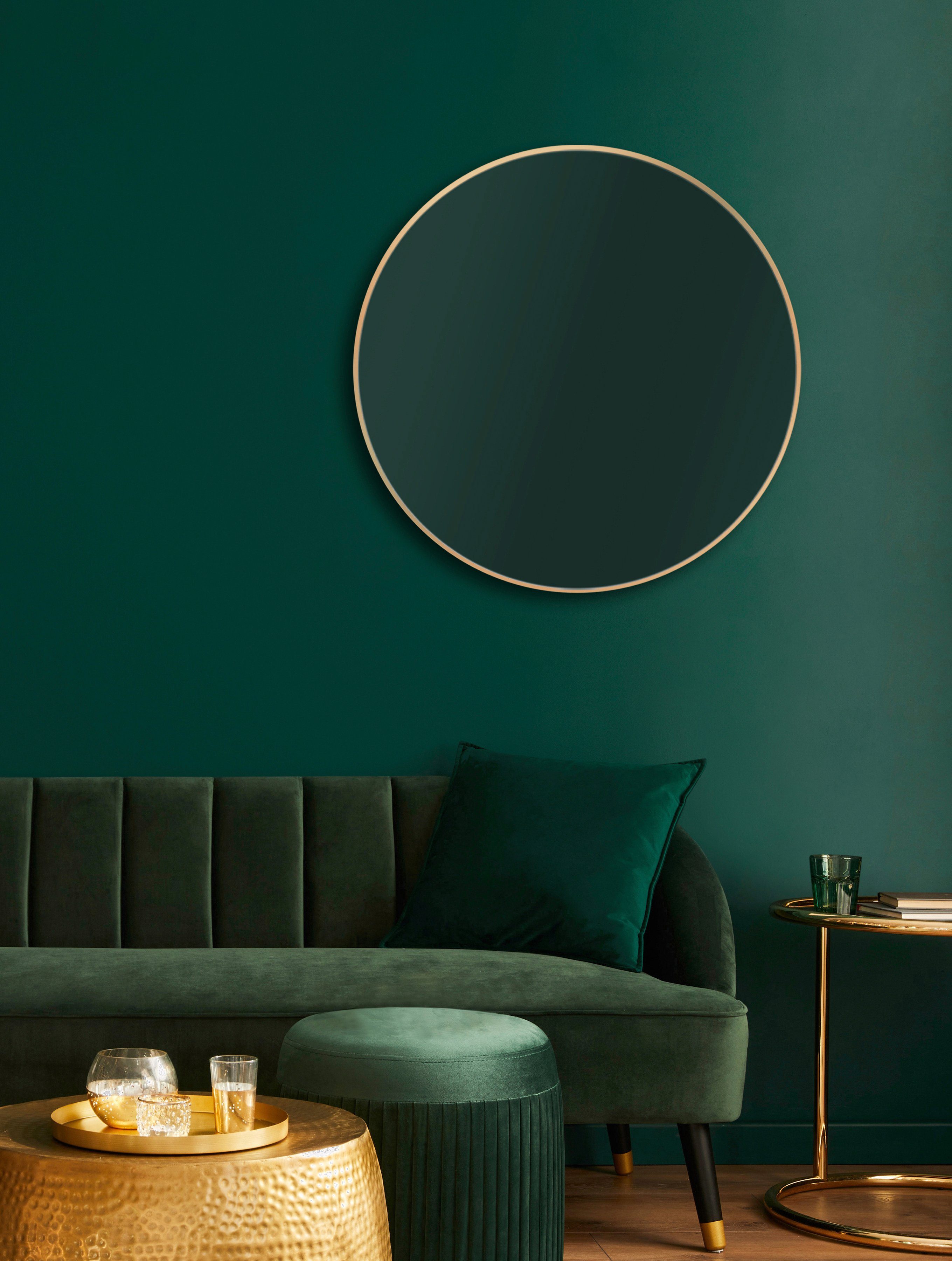 Talos Wandspiegel decoratieve ronde spiegel met aluminiumframe, ø 80 cm wandspiegels goud