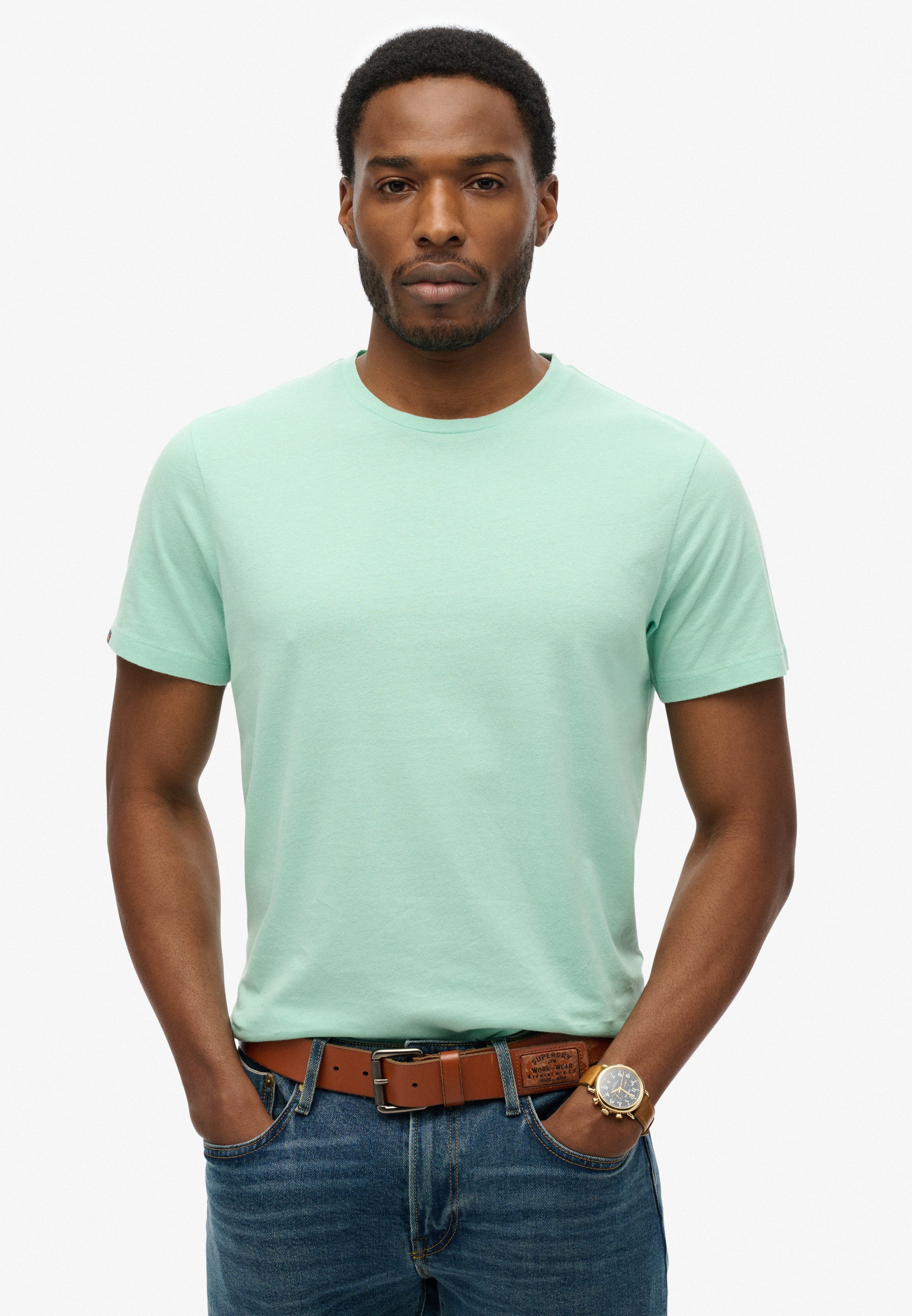 Superdry Shirt met ronde hals CLASSIC ESSENTIAL TEE heren ronde hals maat XXL groen