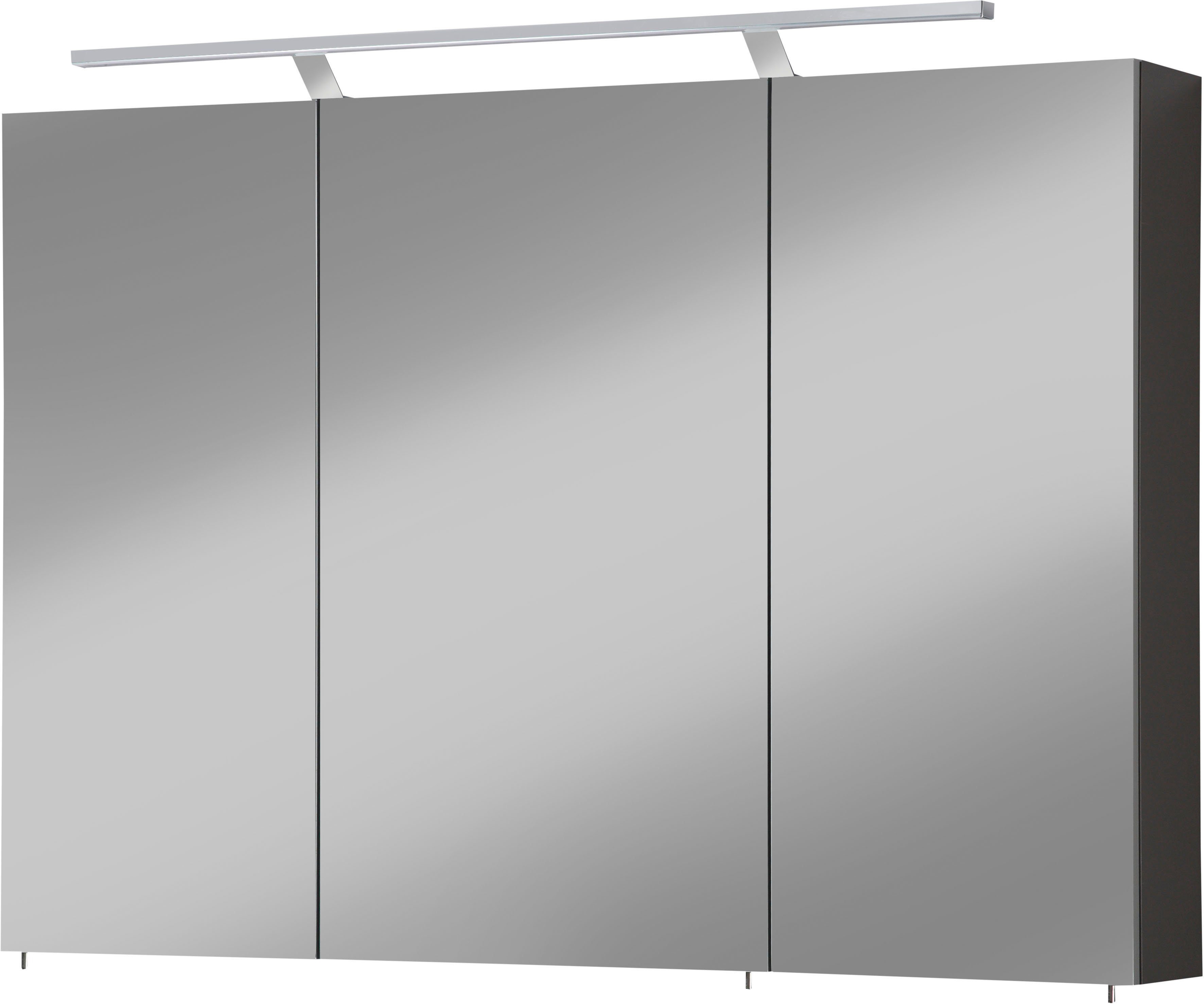 welltime Spiegelkast Torino Breedte 100 cm, 3-deurs, ledverlichting, schakelaar--stekkerdoos