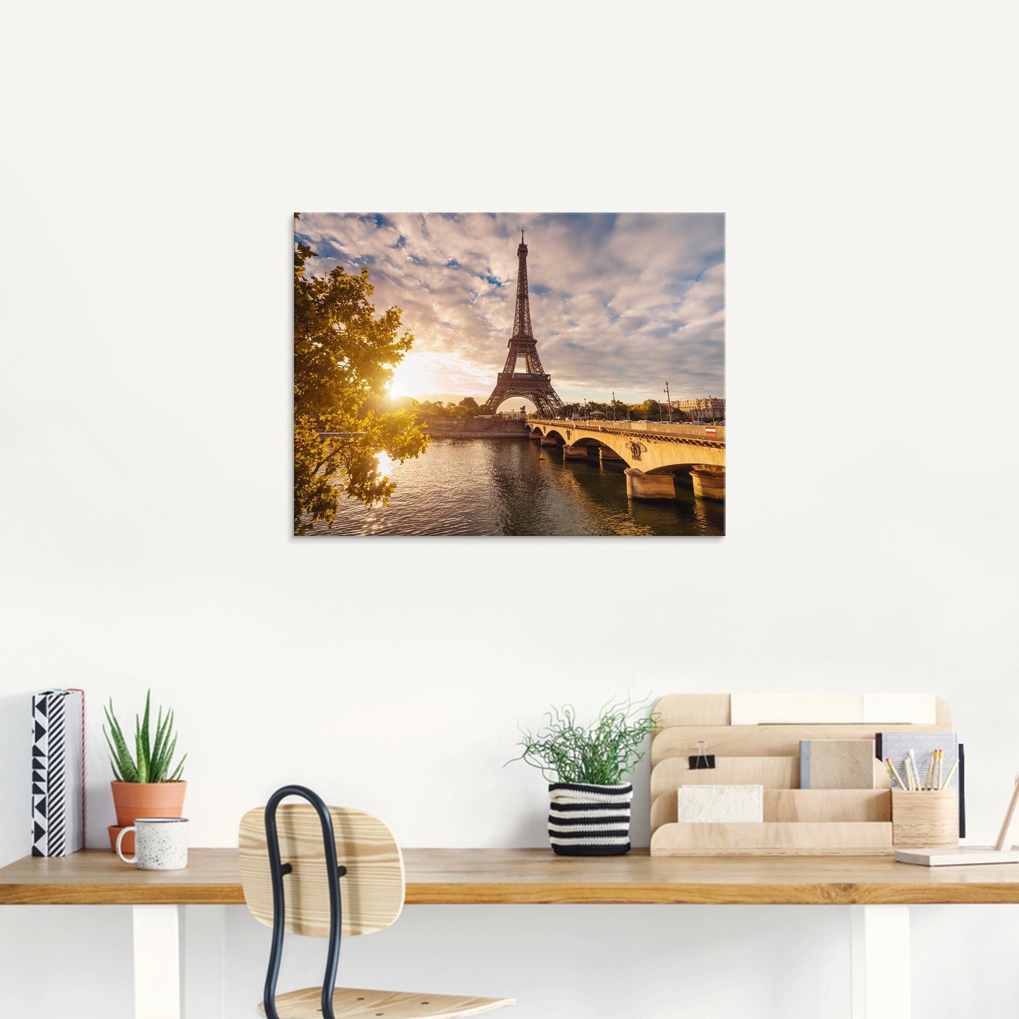 Artland Print op glas Parijs Eiffeltoren II in verschillende maten