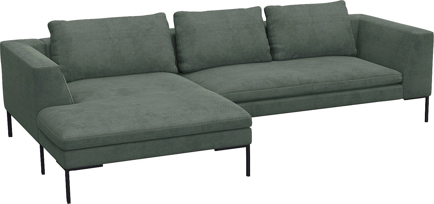 FLEXLUX Hoekbank Loano, geweldige zitcomfort, L-vorm moderne zitbank, vrijstaand, losse kussens, koudschuim in de zitting