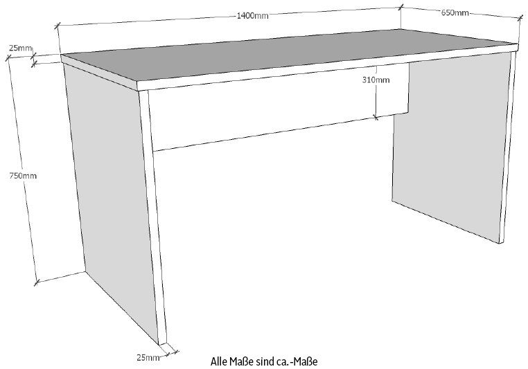 Vipack Kinderbureau Londen Bureau voor tieners, bureau, met melamine oppervlak, effen