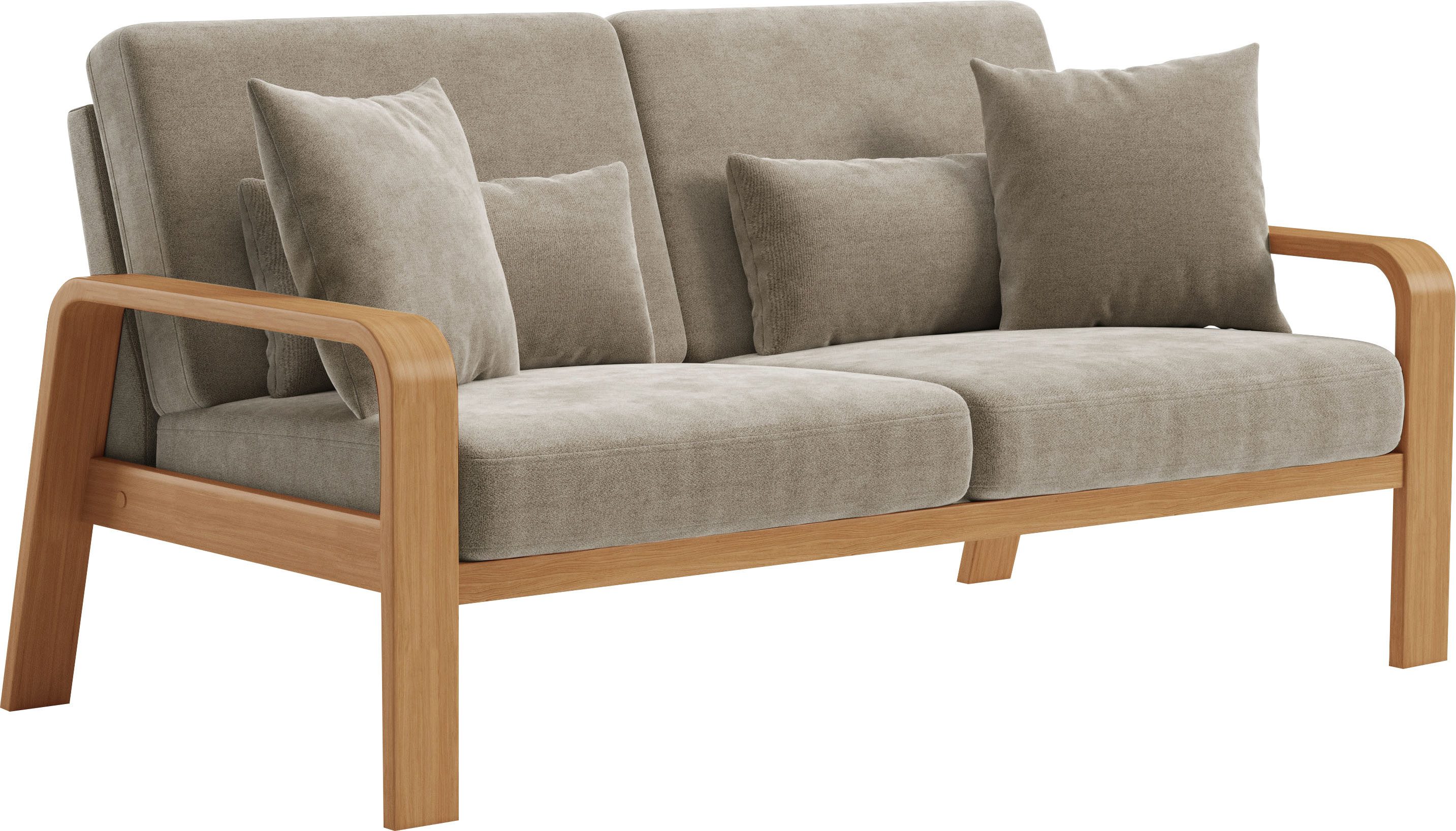 sit&more 2,5-zitsbank Kolding Armleuningen van eikenkleurig beukenhout, verschillende bekledingen en kleuren