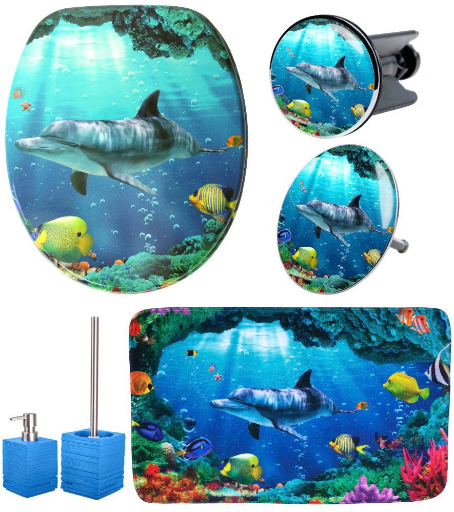 Sanilo Set badkameraccessoires Dolfijn koraal (complete set, 6-delig)