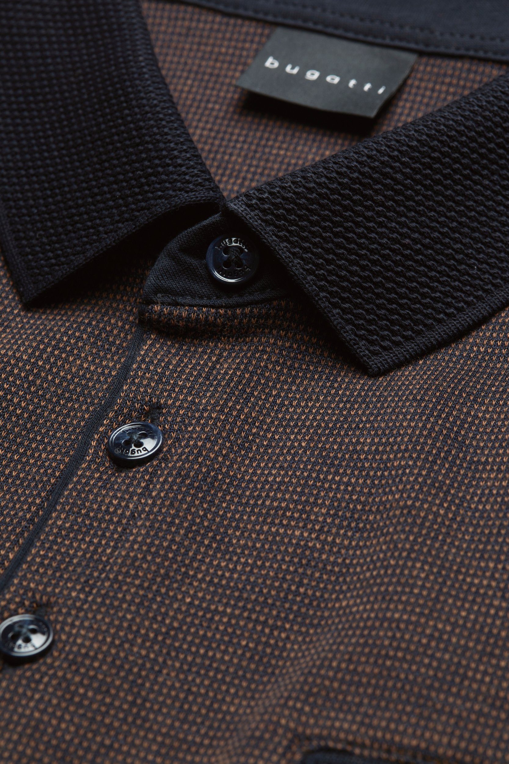Bugatti Poloshirt met lange mouwen in 2-tone-look