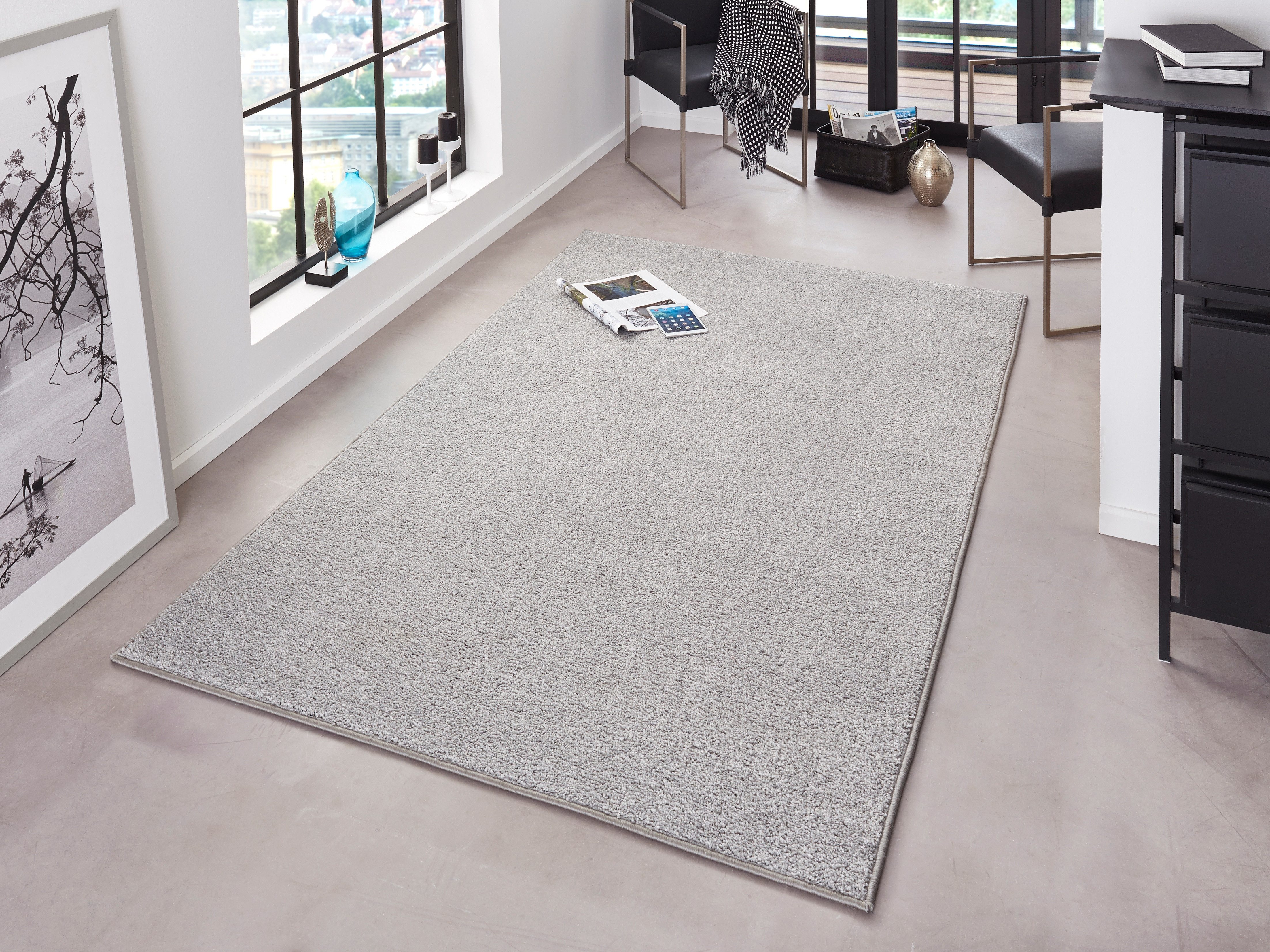 HANSE Home Vloerkleed Pure 100 korte pool Kortpolig, effen, omgezoomd, loper, woonkamer, kinderkamer, gang