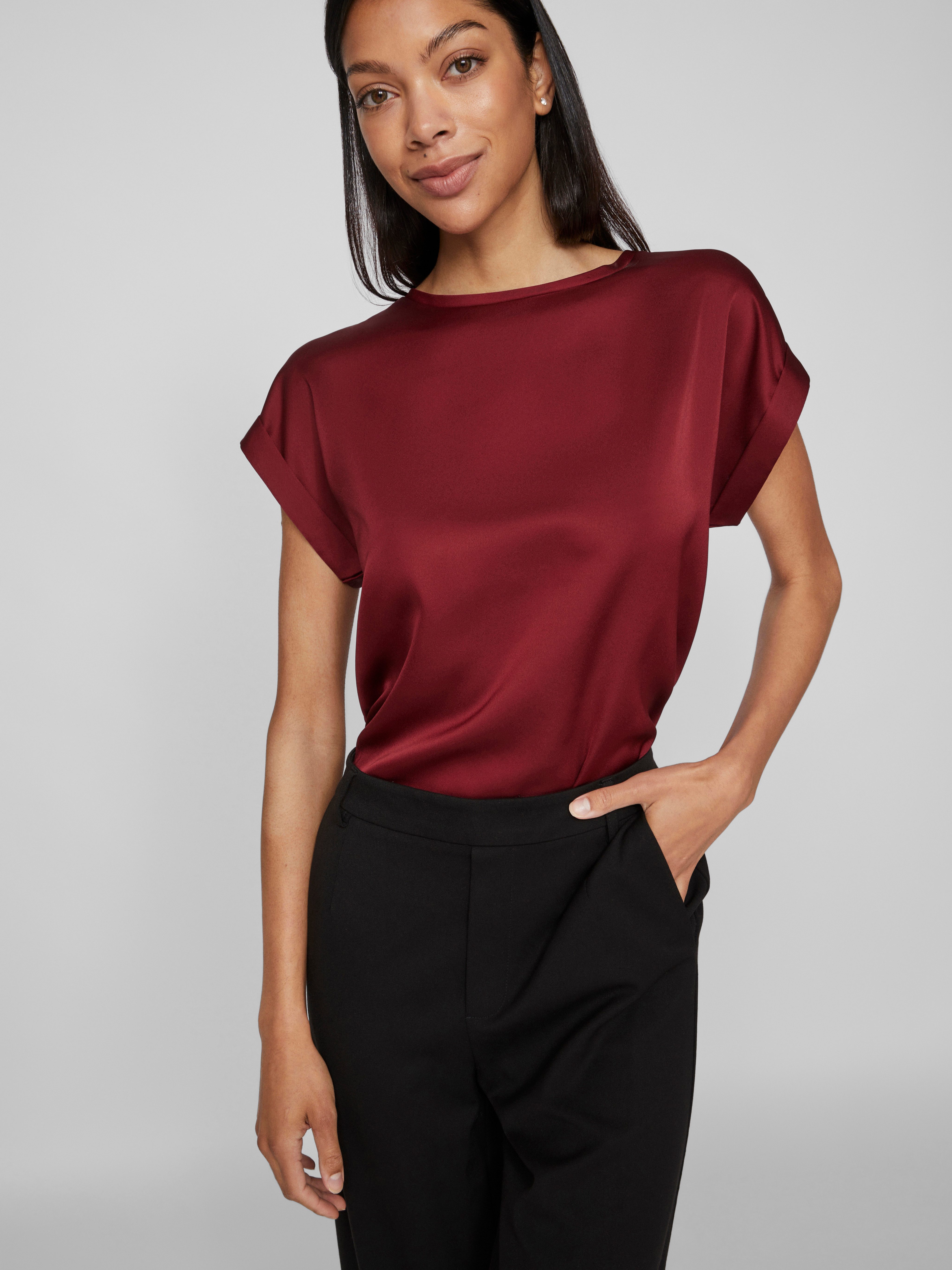 Vila Shirt met korte mouwen VIELLETTE S/S SATIN TOP - NOOS