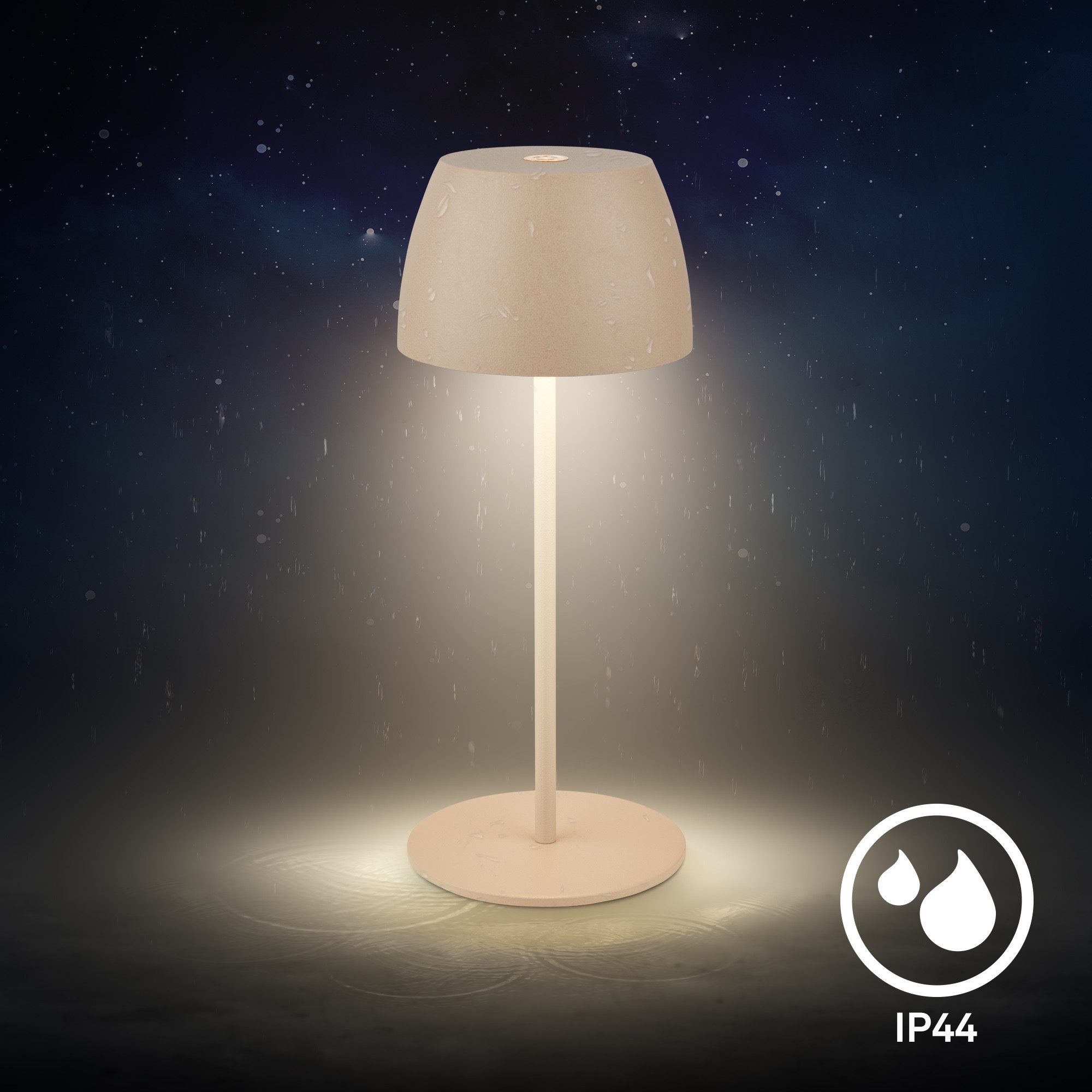 Briloner Leuchten Tafellamp 2-pack LED tafellamp draadloos, beige 2-delige set tuinverlichting, h: 47,2cm, schemerschakelaar, spie zwart