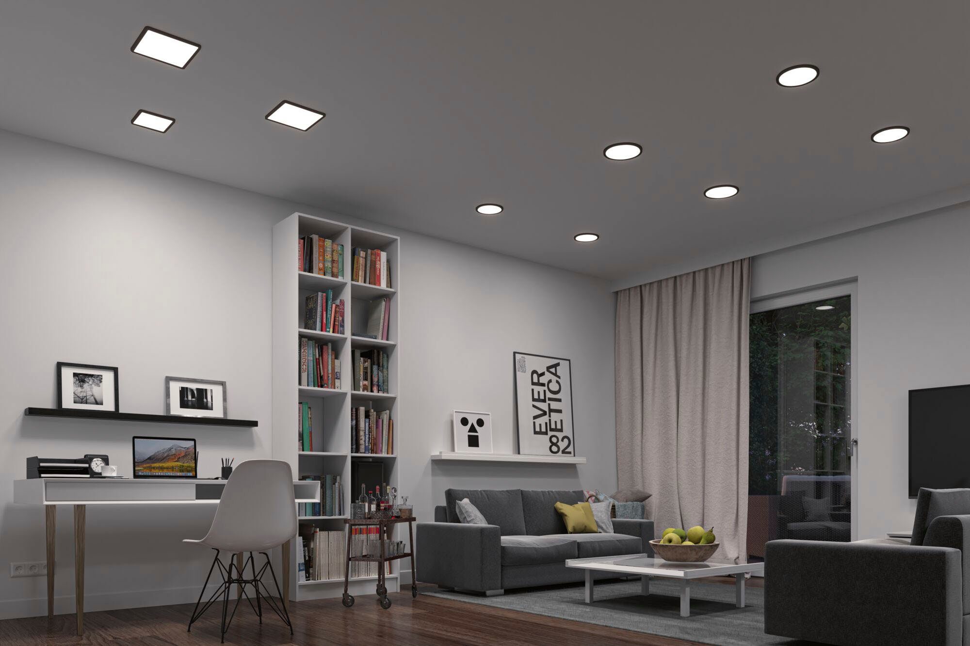 Paulmann Ledinbouwlamp LED Inbouwpaneel Areo VariFit IP44 rond 118mm 4000K Zwart (1 stuk)