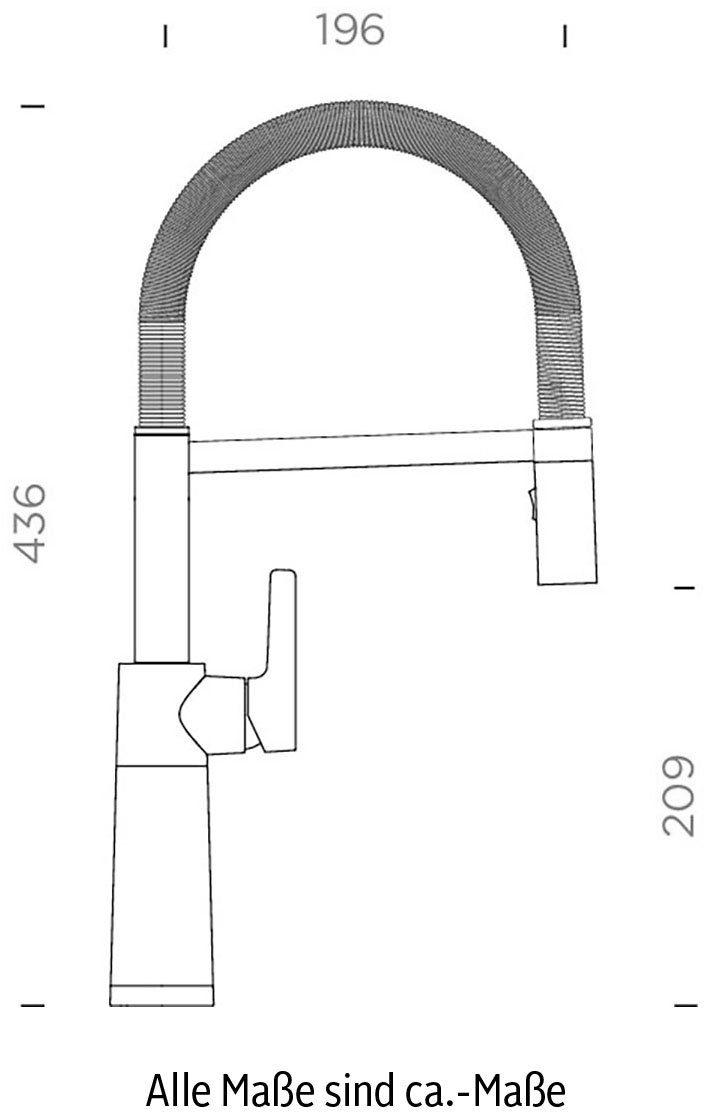 Schock Keukenkraan SC-550 Feestuitloop, straal-douche, terugstroombegrenzer, draaibereik 150°
