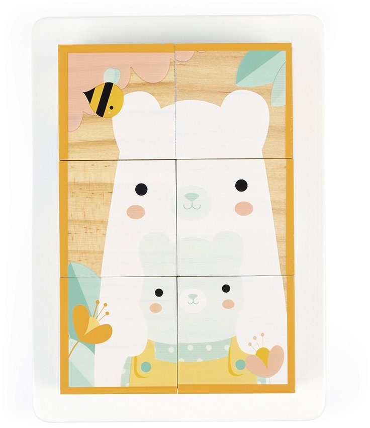 Janod Kubus puzzel Pure, blad met 6 blokken