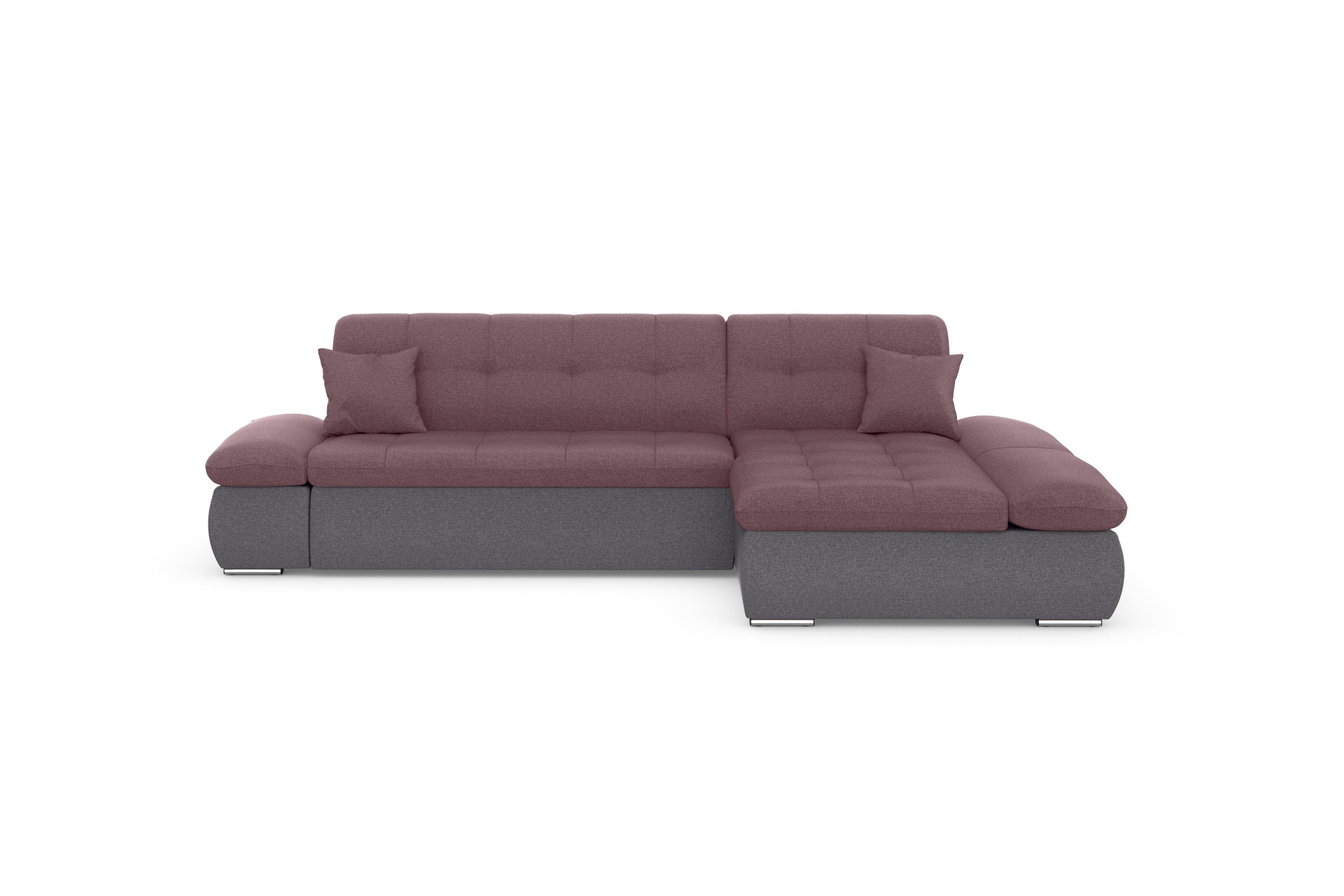 DOMO collection Hoekbank Moric, L-vorm, XXL-bank - Breedte 300cm keuze met bedfunctie en armleuningverstelling, donkergroen