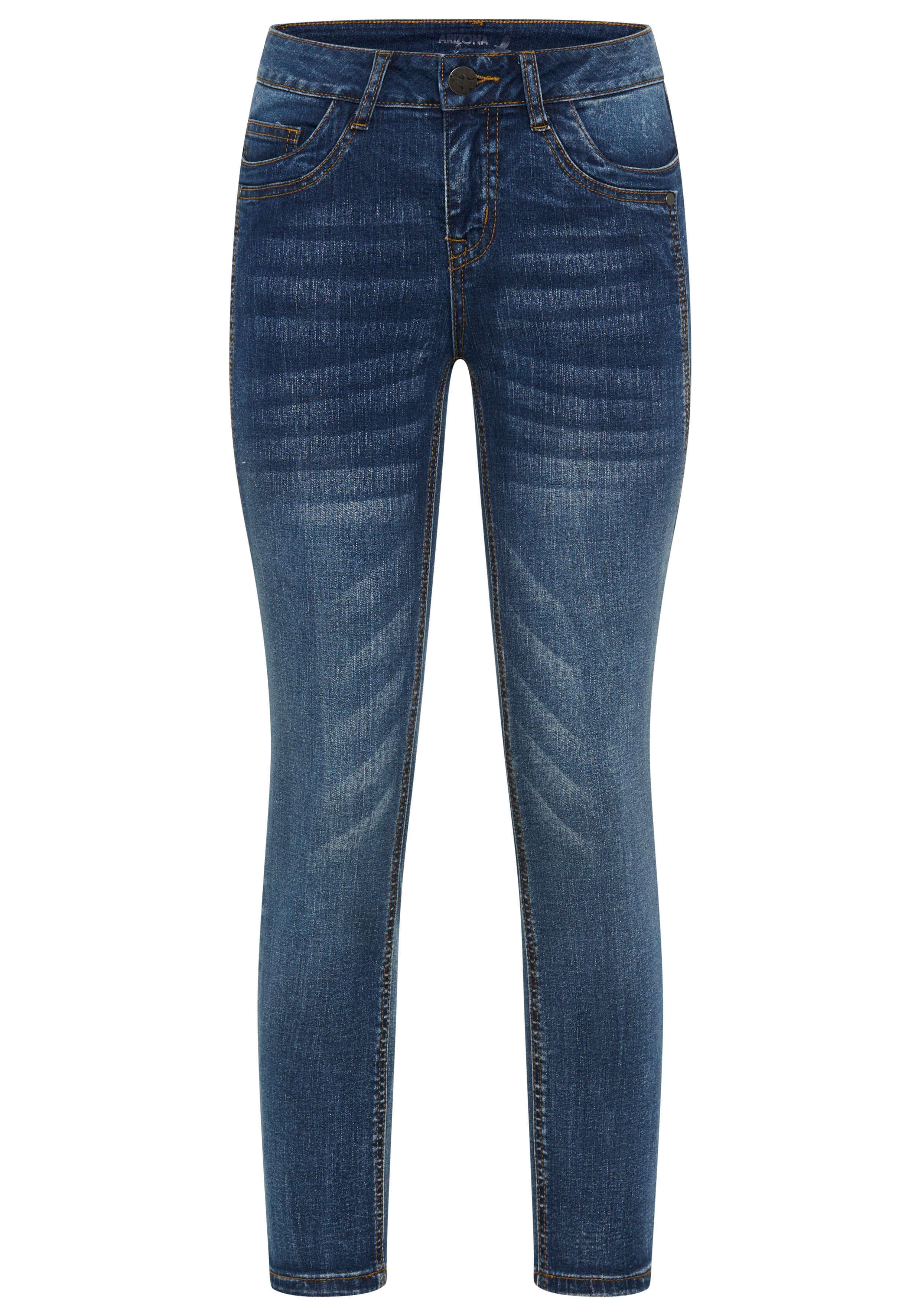 Arizona 7/8 jeans Met geren extra-strakke snit, used-look-wassing, lage taille