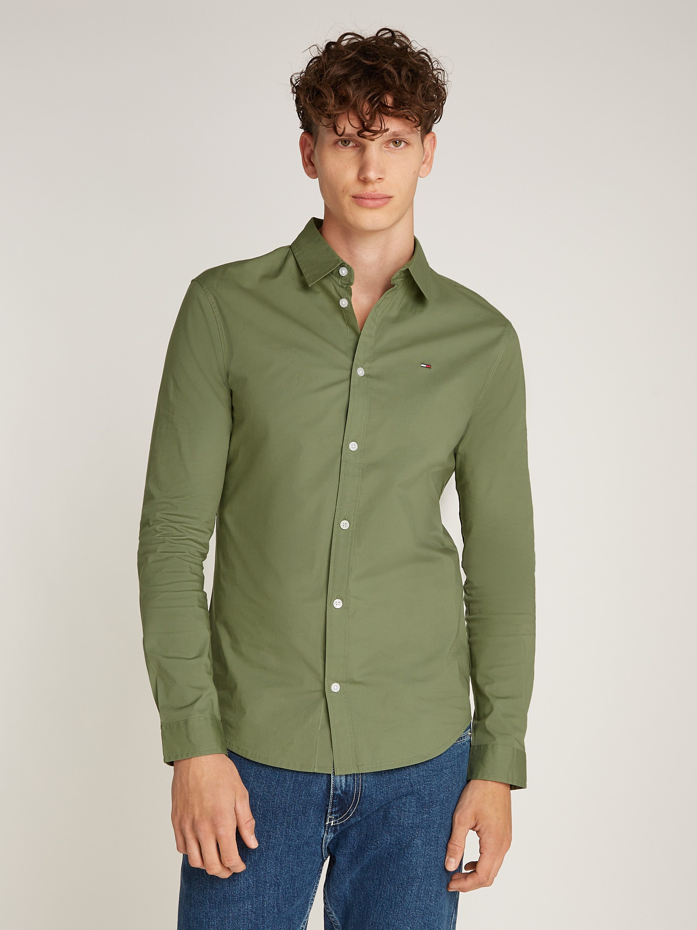 TOMMY JEANS Overhemd met lange mouwen Sabim Stretch Hemd Shirt Stretch shirt, premium, slim fit, met elastaan