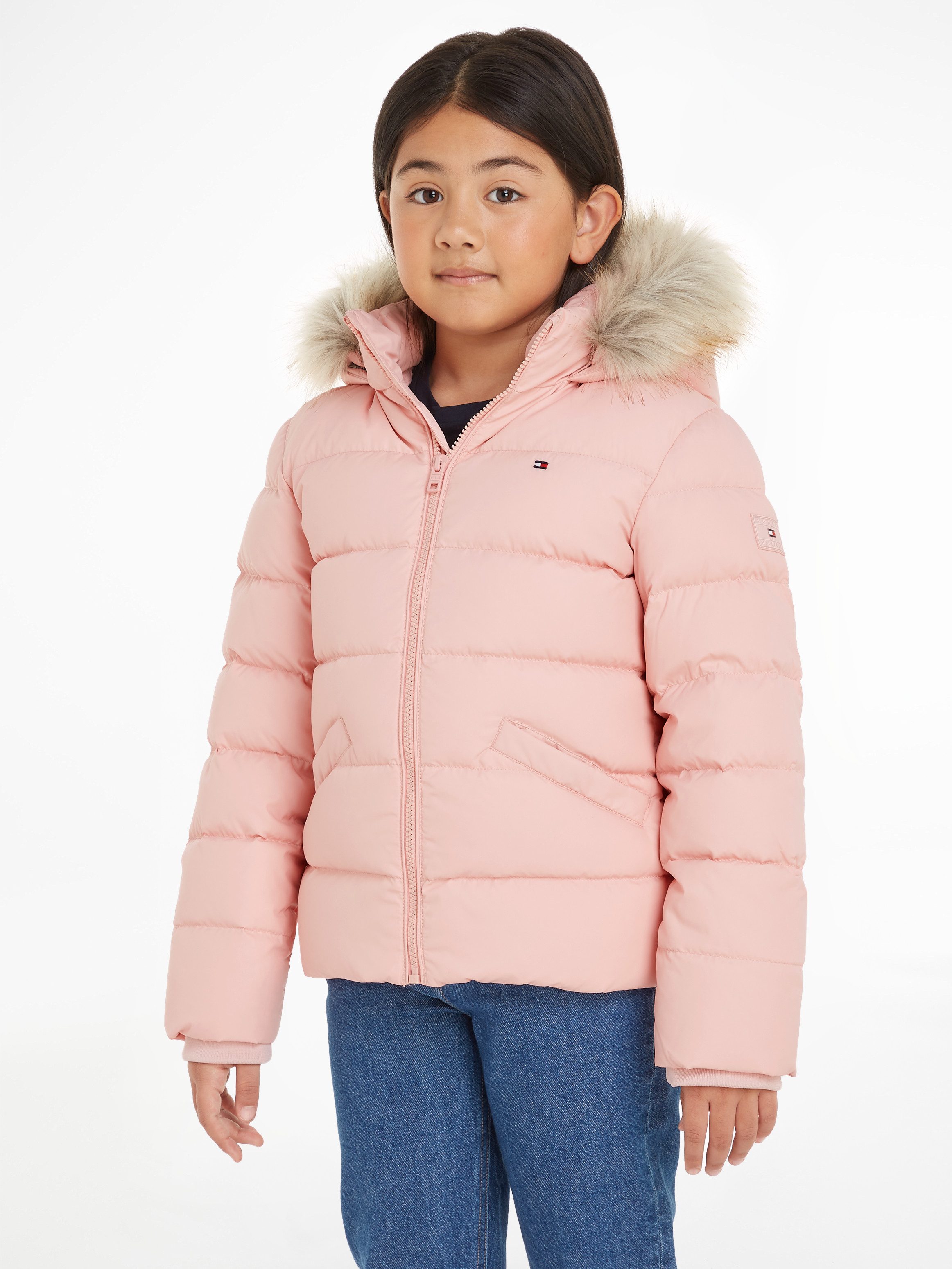 Tommy Hilfiger Gewatteerde jas ESSENTIAL DOWN FUR HOOD JACKET met imitatiebont bij de capuchon