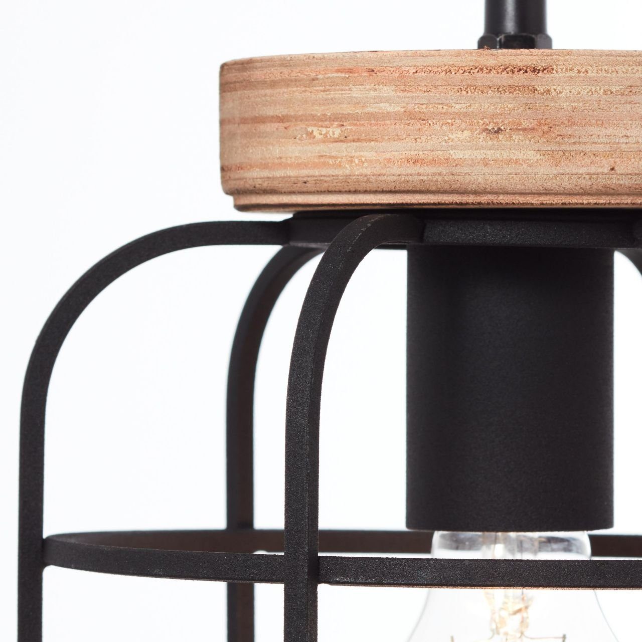 Brilliant Leuchten Hanglamp Gwen 142 cm hoogte, 100 cm breedte, 3x e27, antiek hout/zwart korund (1 stuk)