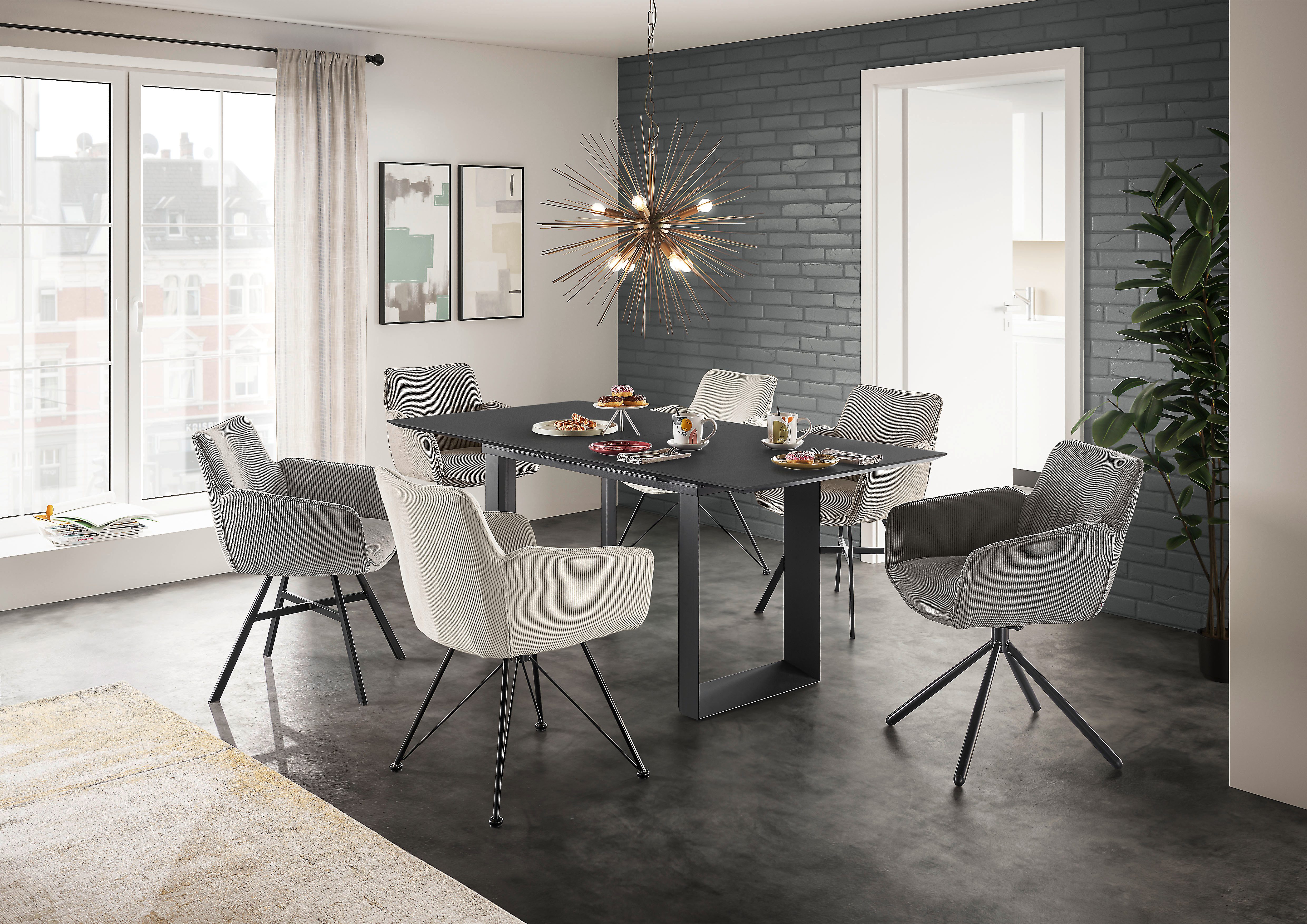 set one by Musterring Eettafel New Atlanta Rechthoekig blad met Zwitserse rand, uitschuifbaar, onderstel in U-vorm