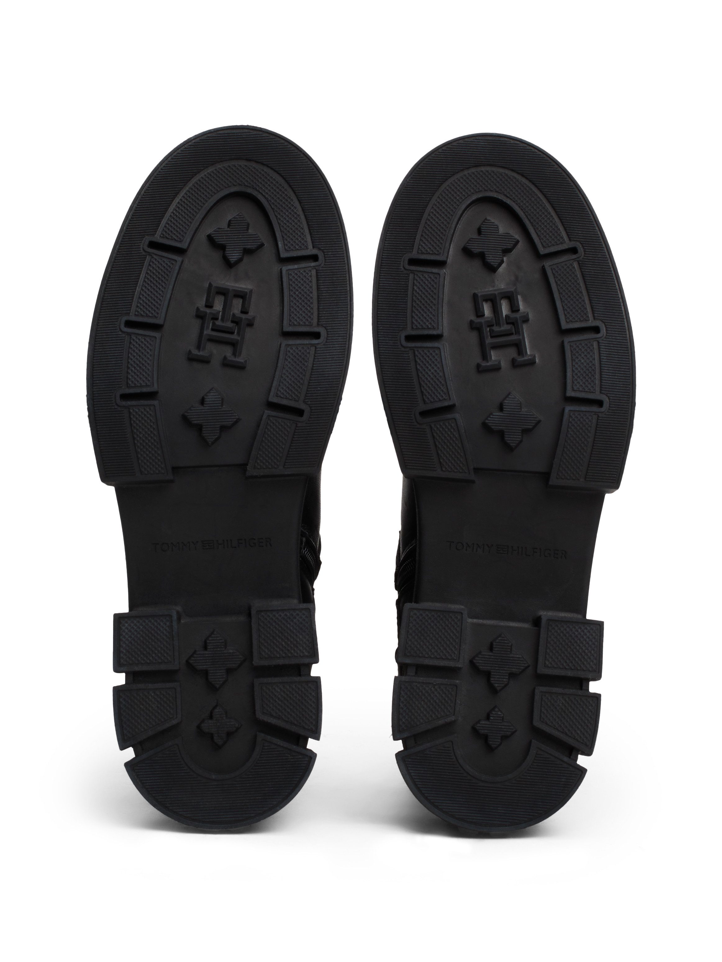 Tommy Hilfiger Bikerboots BIKER LEATHER blokhak, enkellaars, laarzen met goudkleurige sieraad