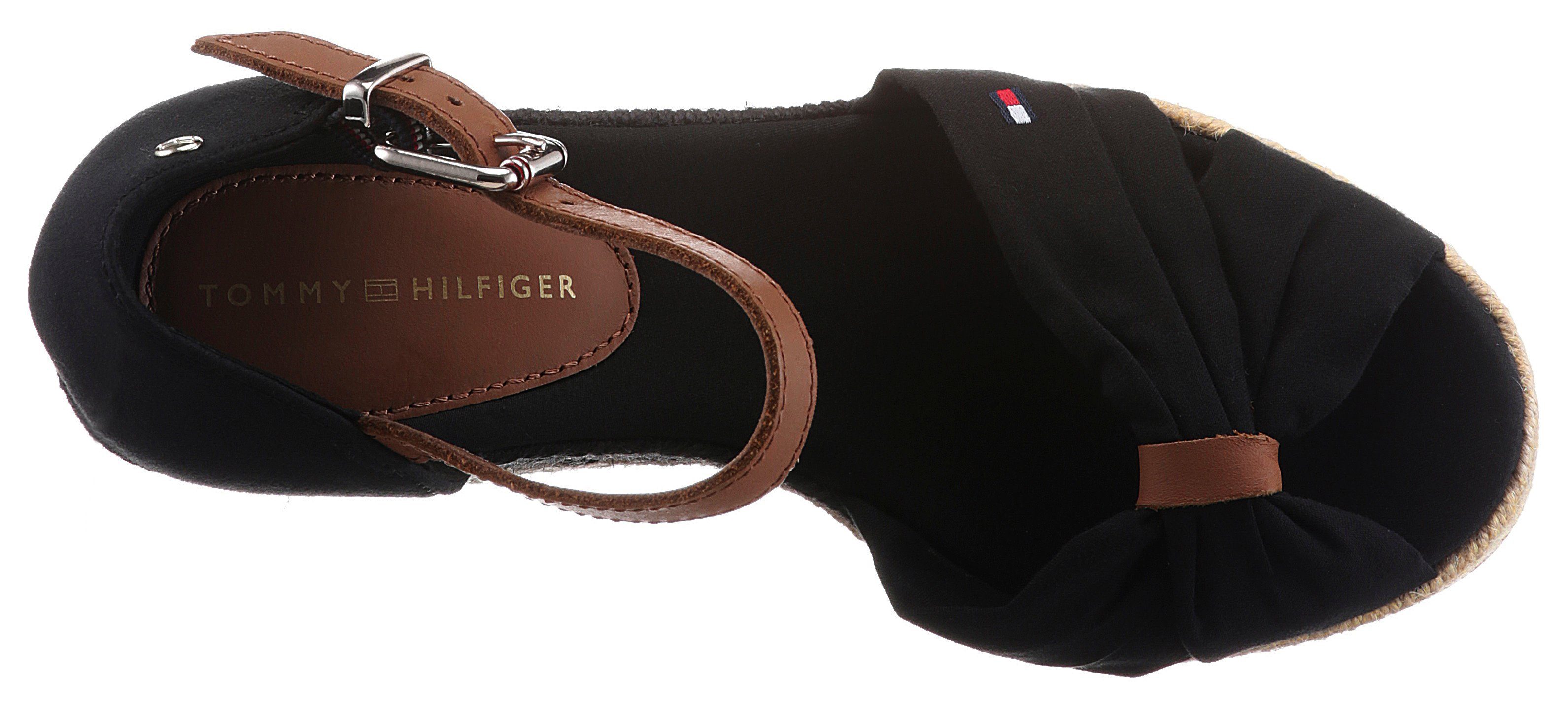 Tommy Hilfiger Highheel sandaaltjes BASIC OPENED TOE HIGH WEDGE zomerschoen, sandaal, sleehak, met subtiele vlagborduursel